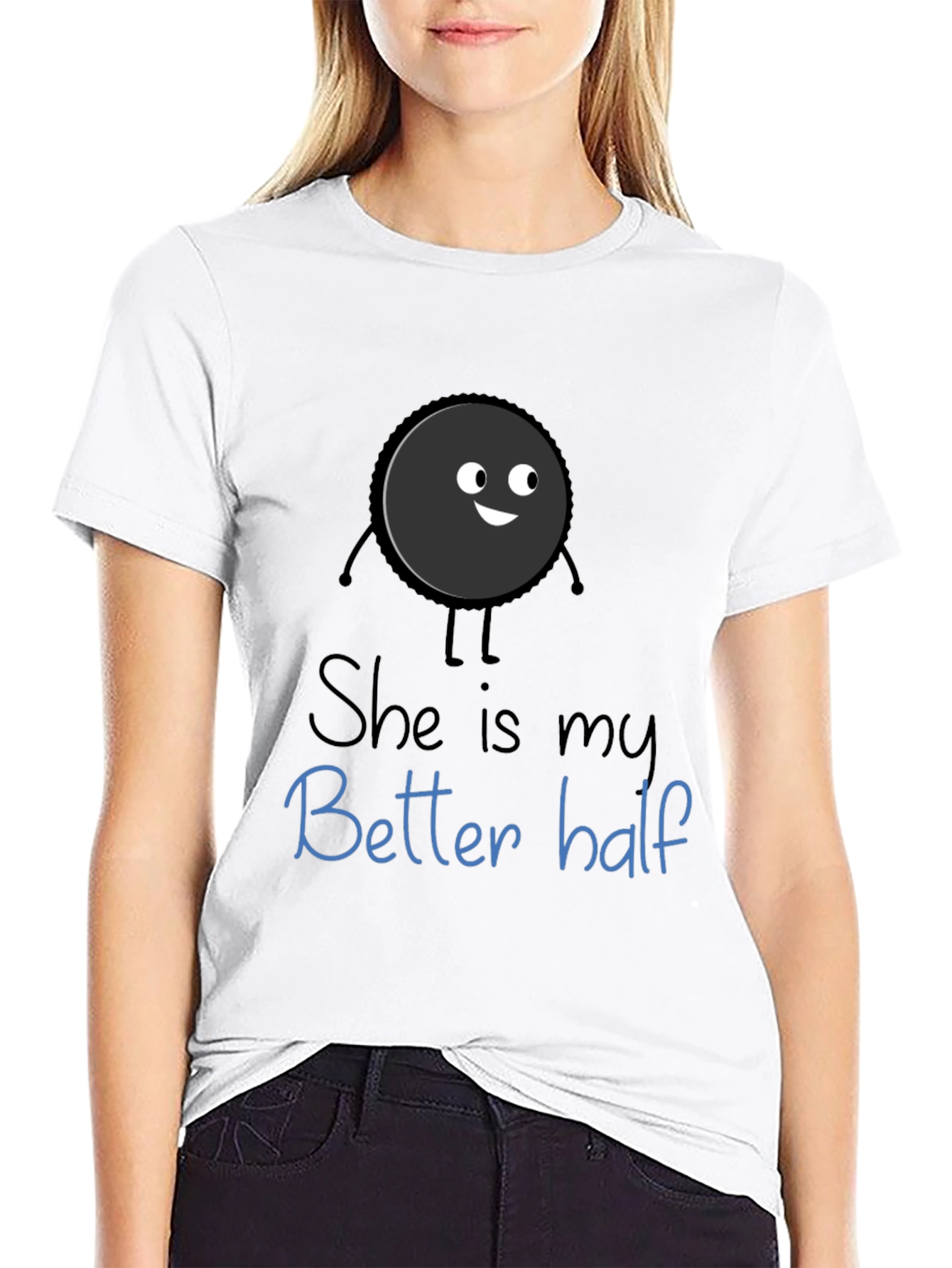 Black Funny Couples T-Shirt - She is my Better Half view 9