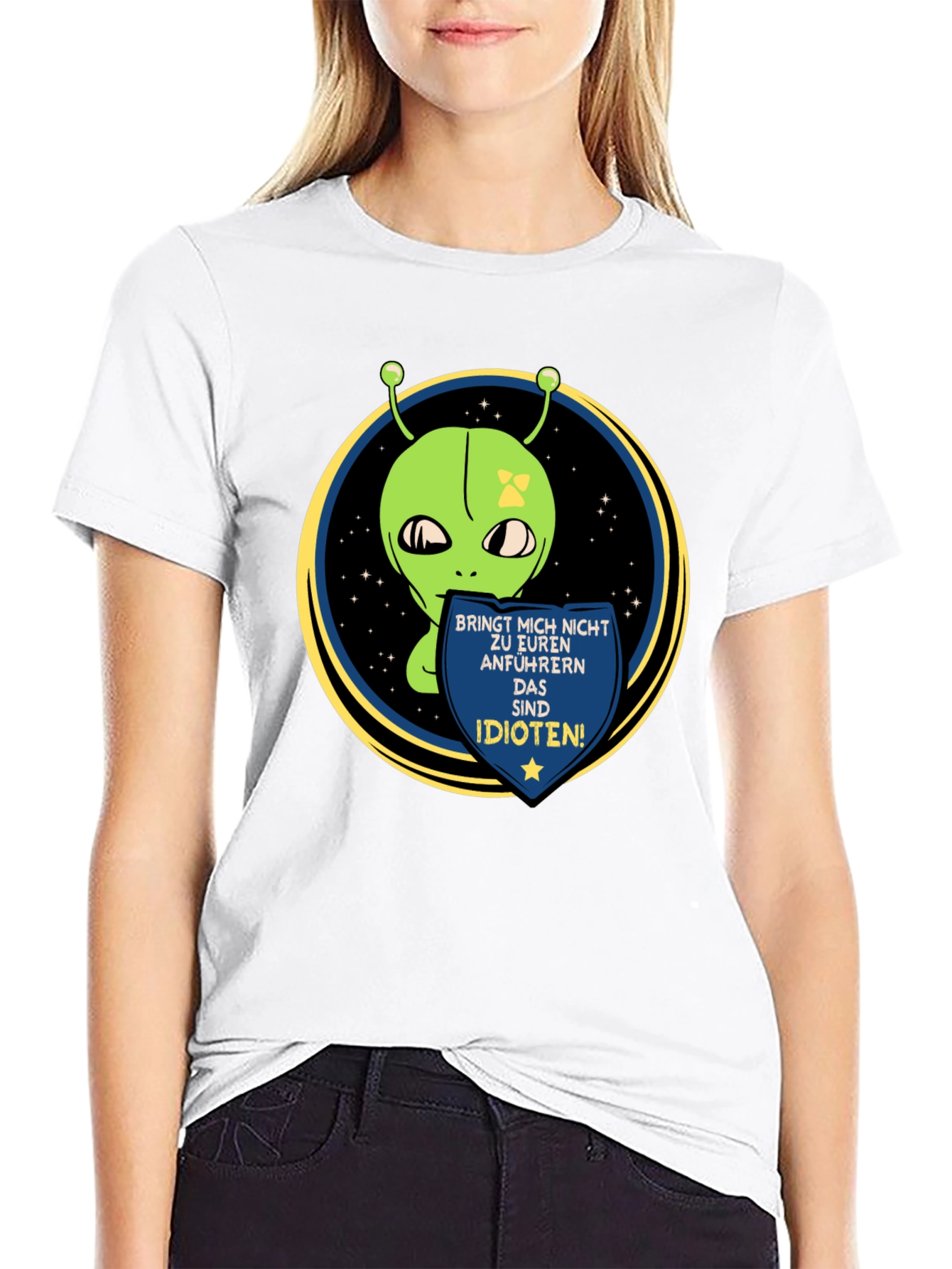 Black Alien Graphic T-Shirt - Funny Sci-Fi Design view 9