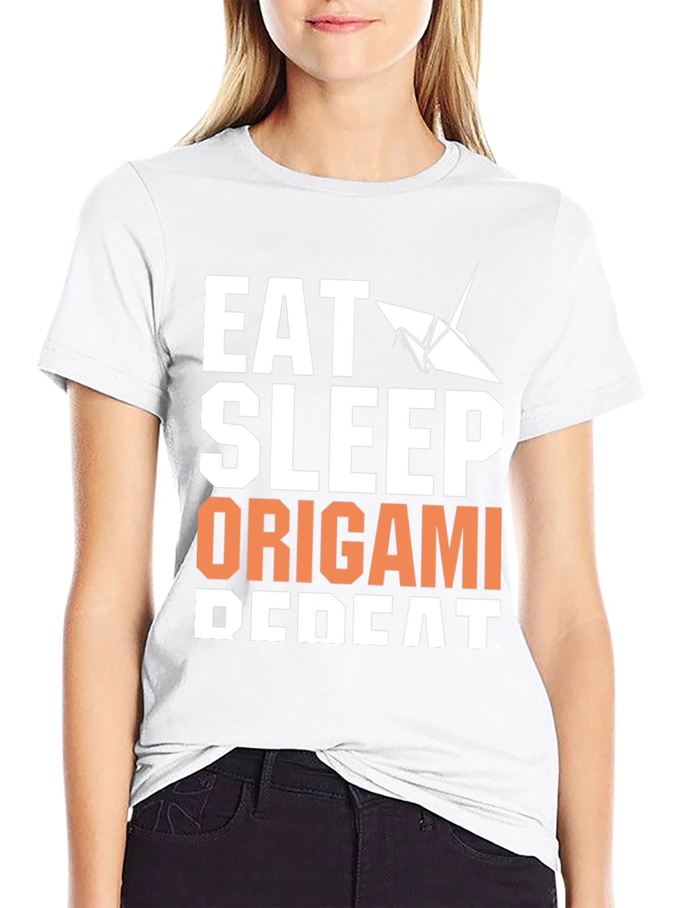 Black Eat Sleep Origami Repeat Graphic Tee view 9