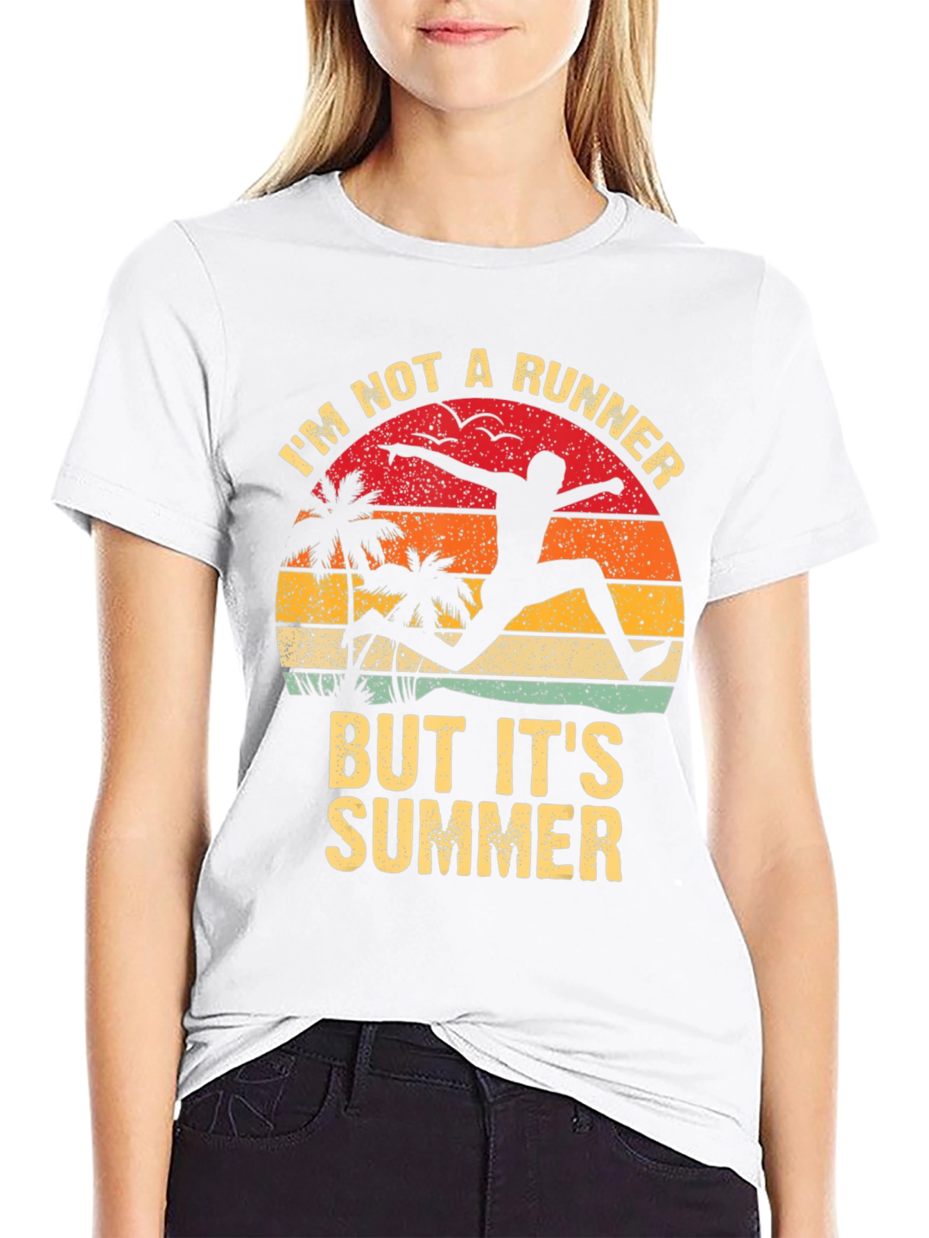 Black I'm Not A Runner But It's Summer Graphic Tee view 9