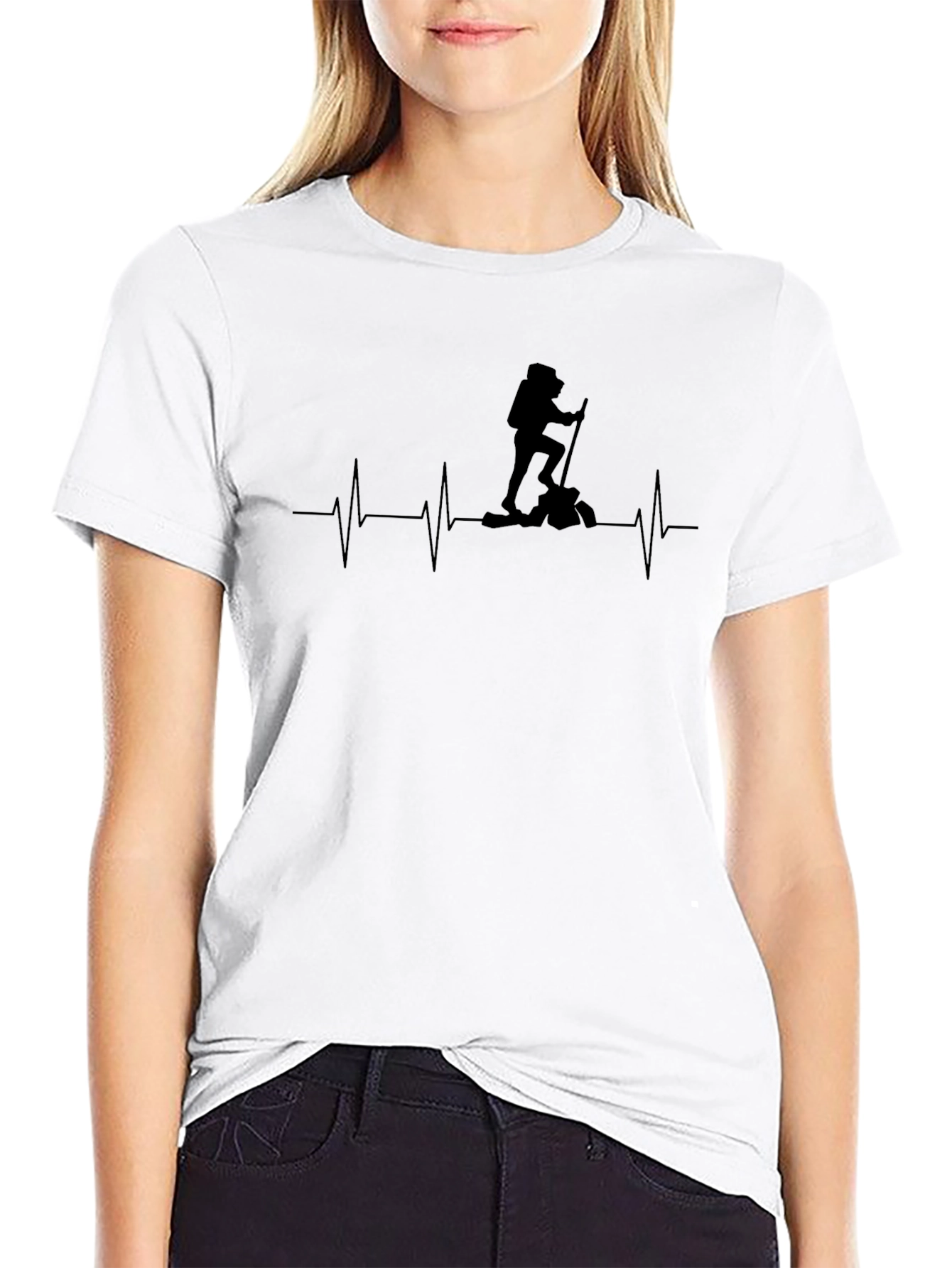 Black Hiker Heartbeat T-Shirt - Adventure Ready view 9