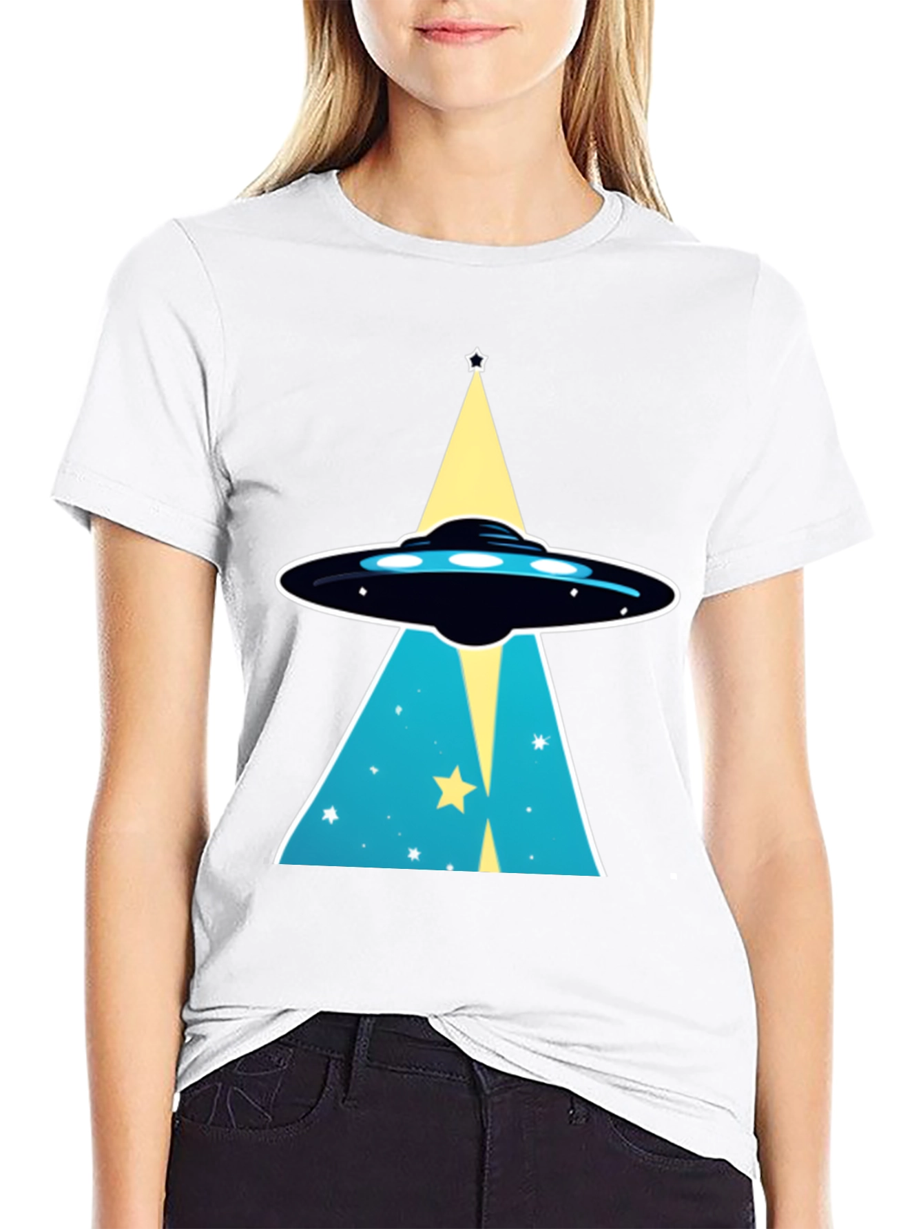 Black UFO Abduction Graphic T-Shirt view 9