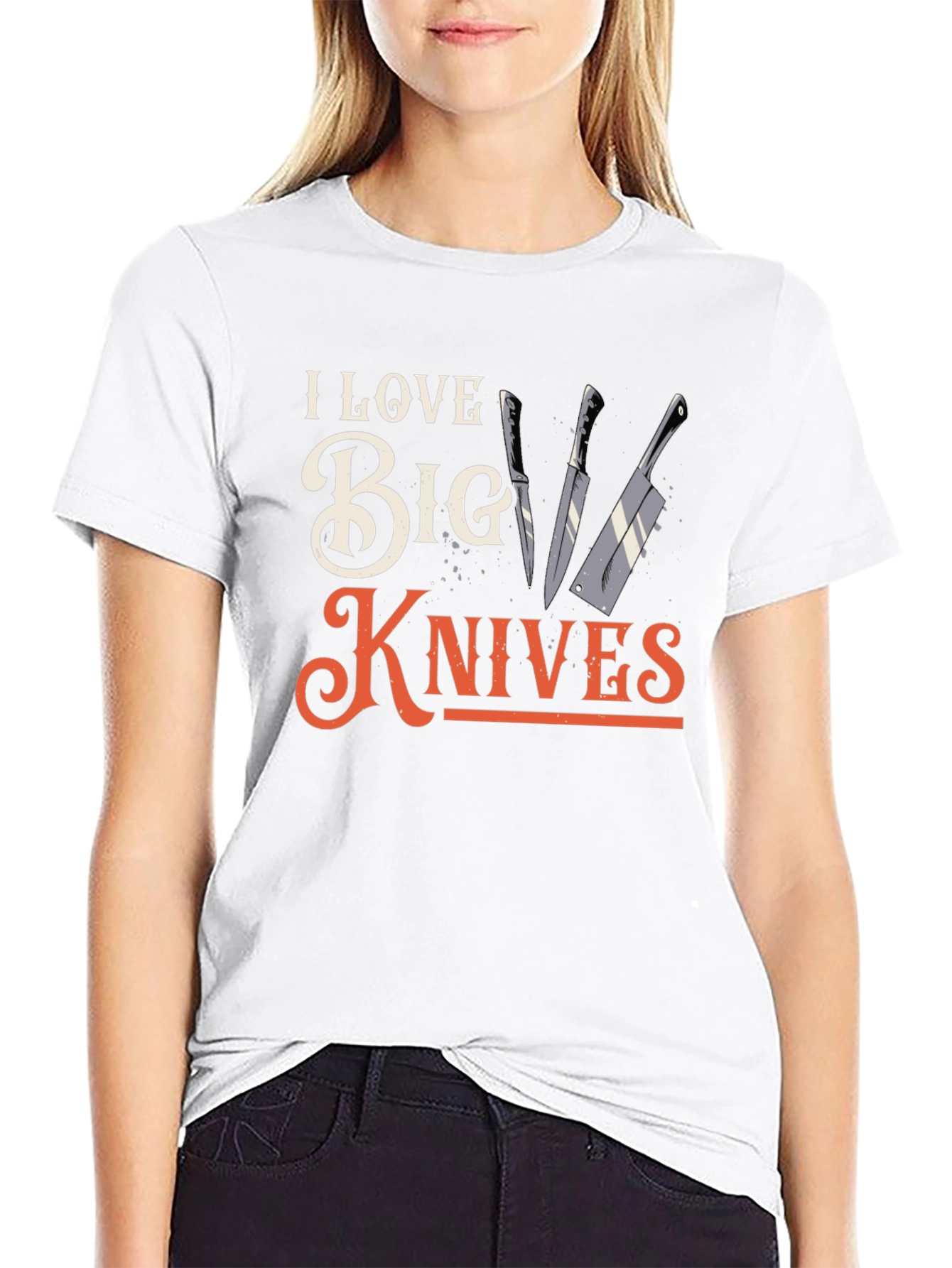 Black I Love Big Knives Graphic Tee - Chef T-Shirt view 9