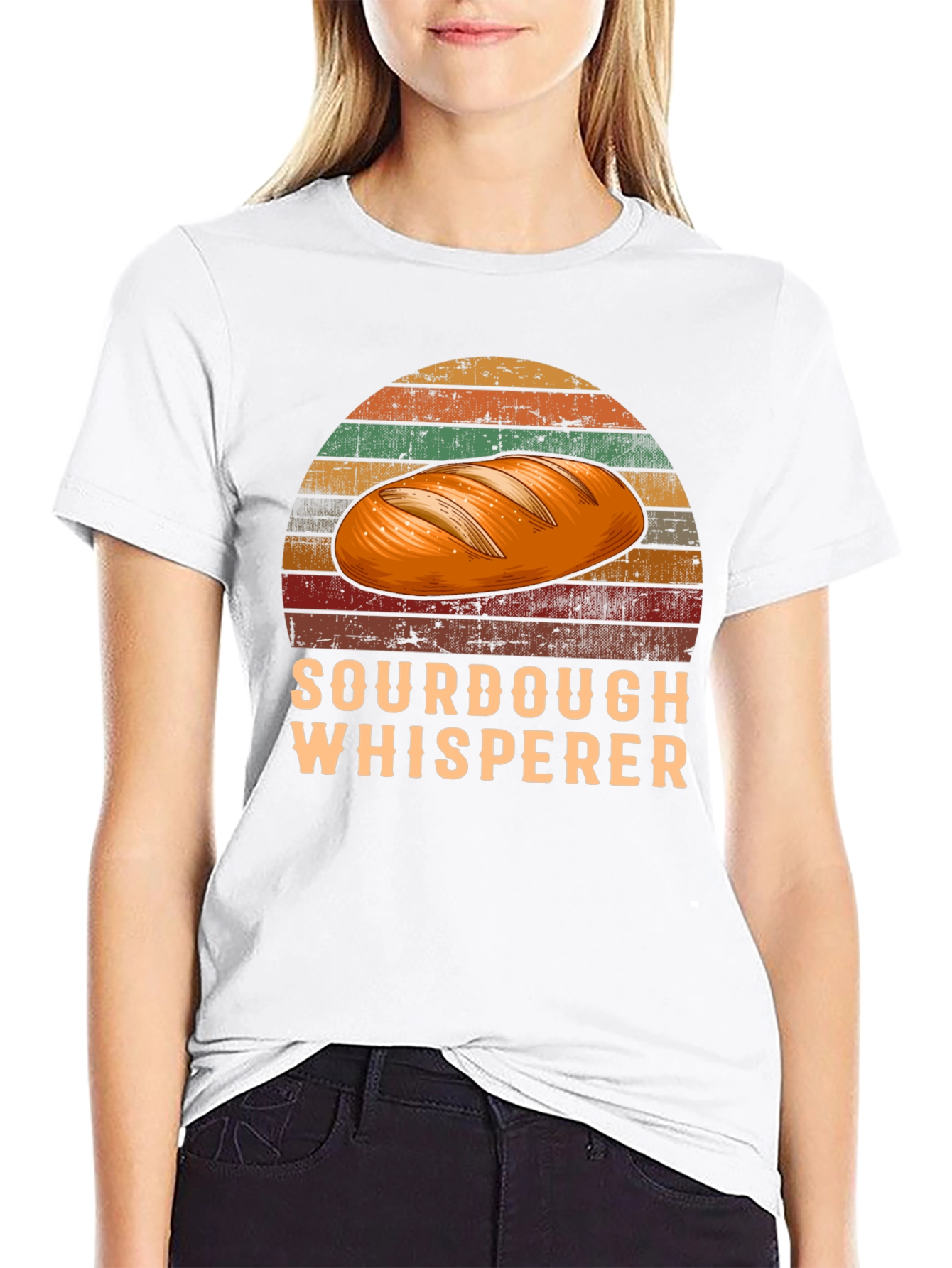 Black Sourdough Whisperer Retro Graphic T-Shirt view 9