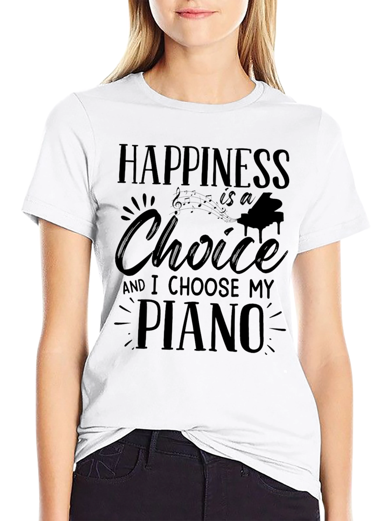 Black Happiness is a Choice Piano T-Shirt view 9