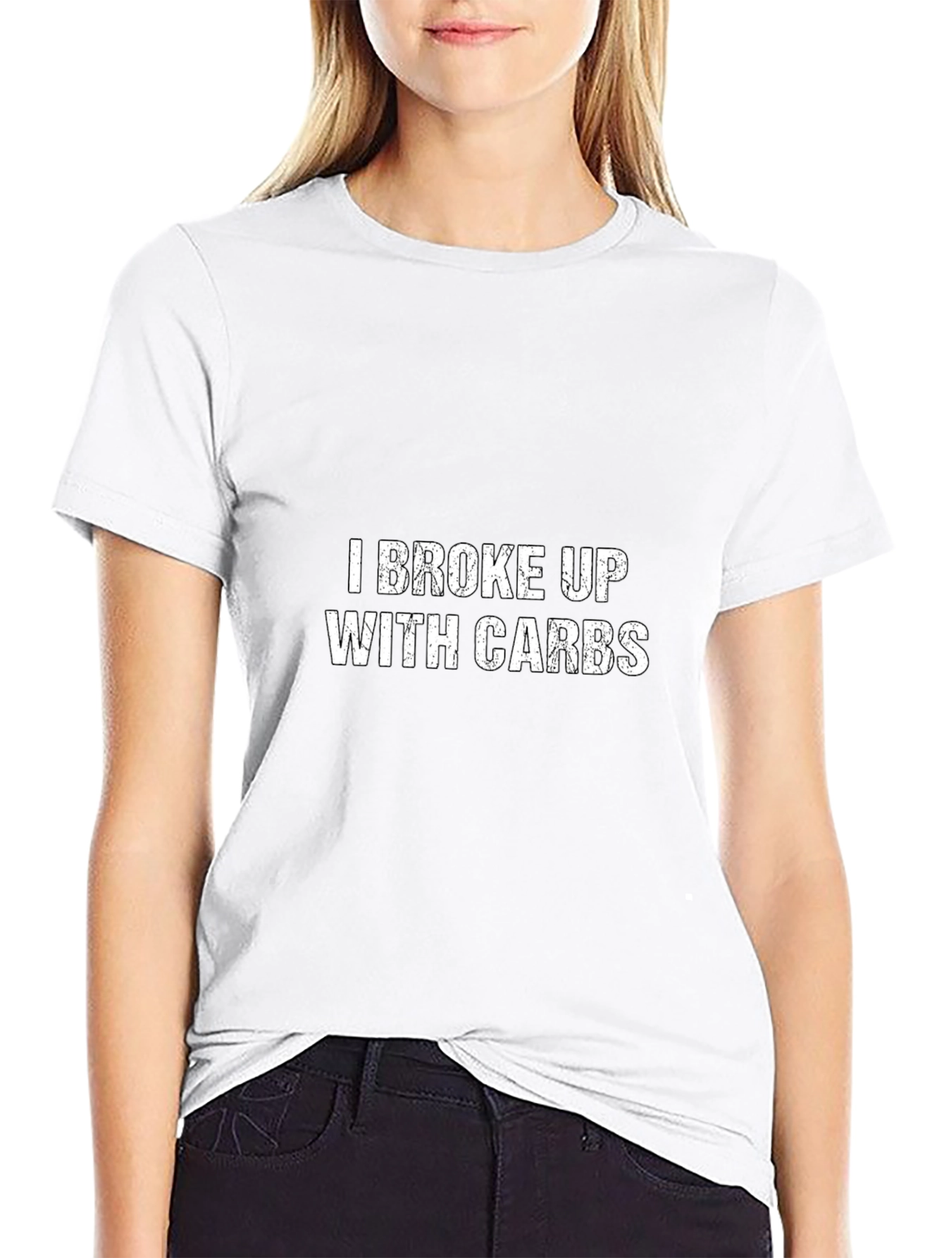 Black I Broke Up With Carbs T-Shirt - Funny Diet Shirt view 9