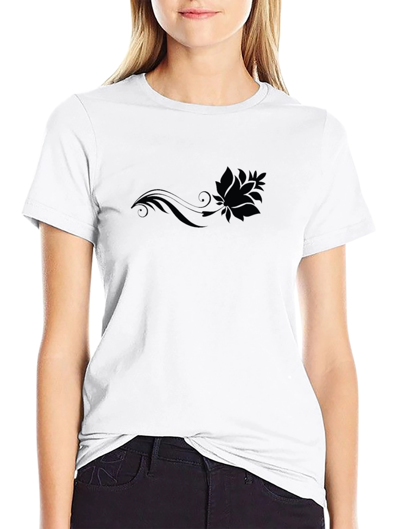 Black Black Graphic Tee - Lotus Design view 9