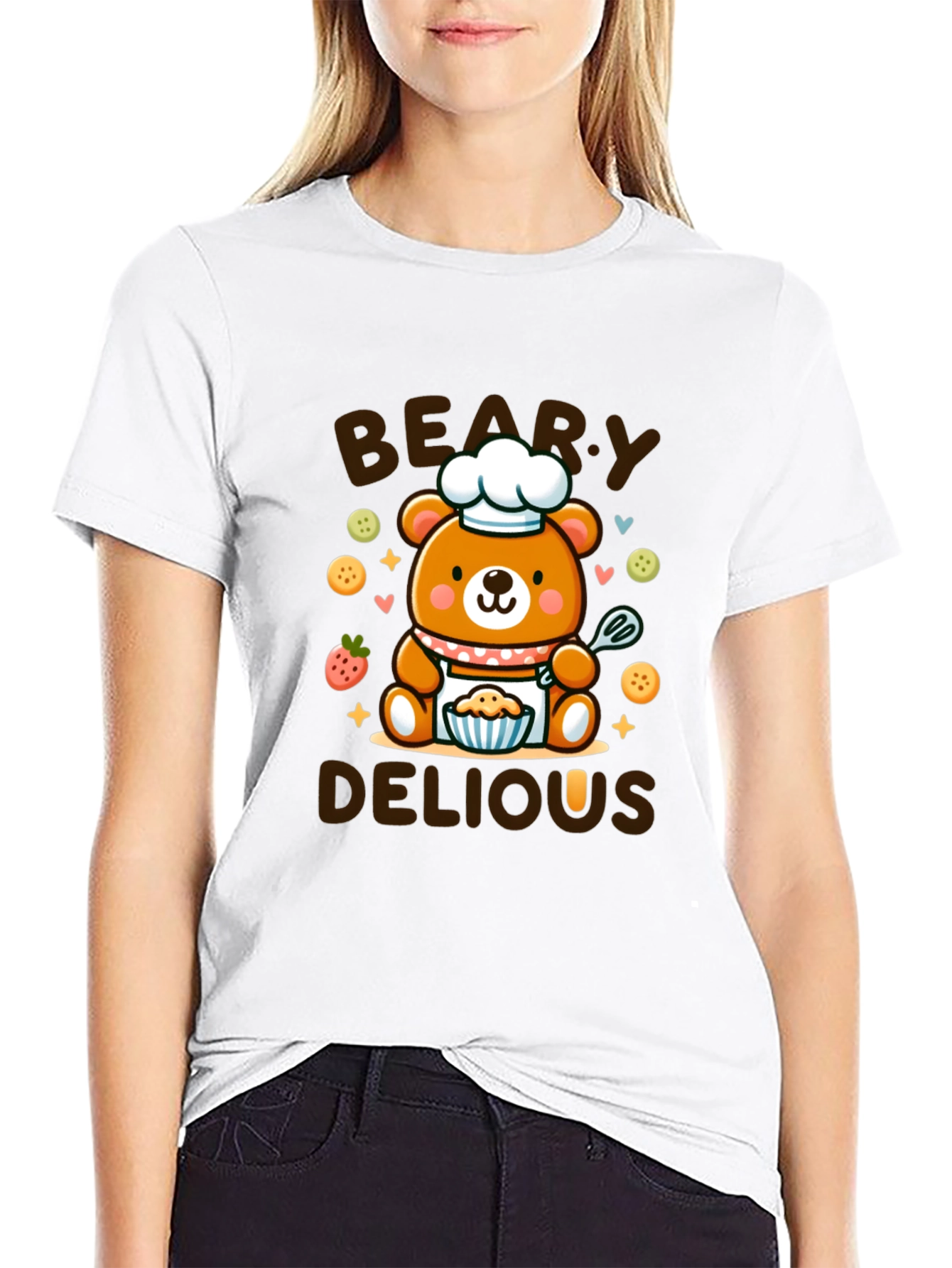 Black Beary Delious T-Shirt - Cute Chef Bear Design view 9