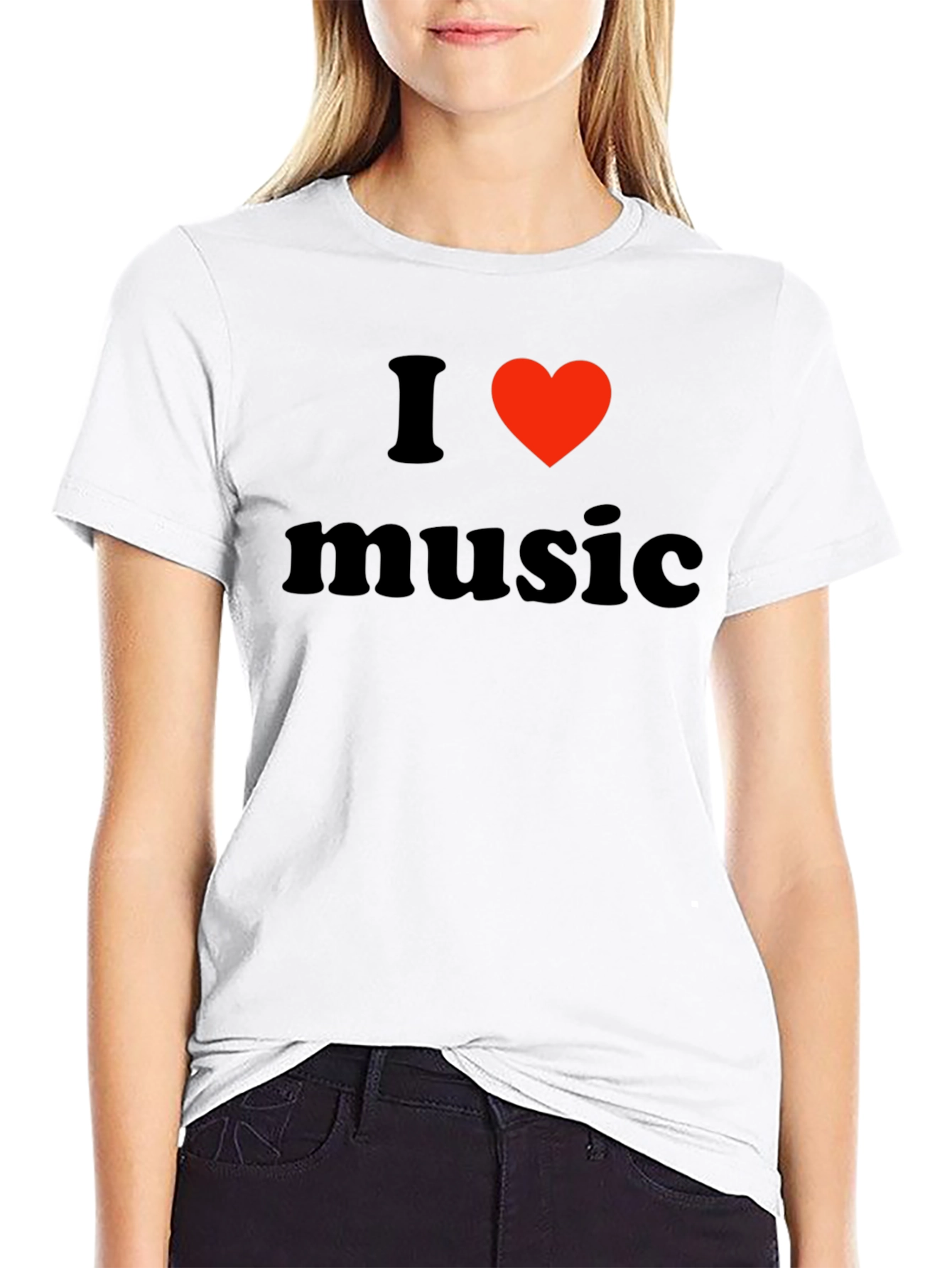 Black I Love Music Black T-Shirt view 9