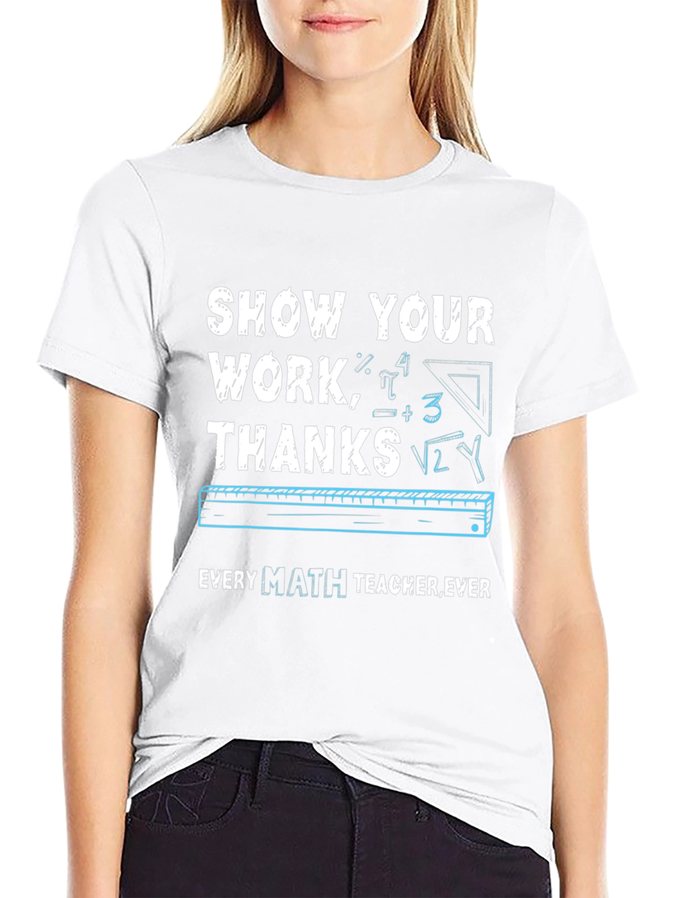 Black Show Your Work Math Teacher T-Shirt view 9