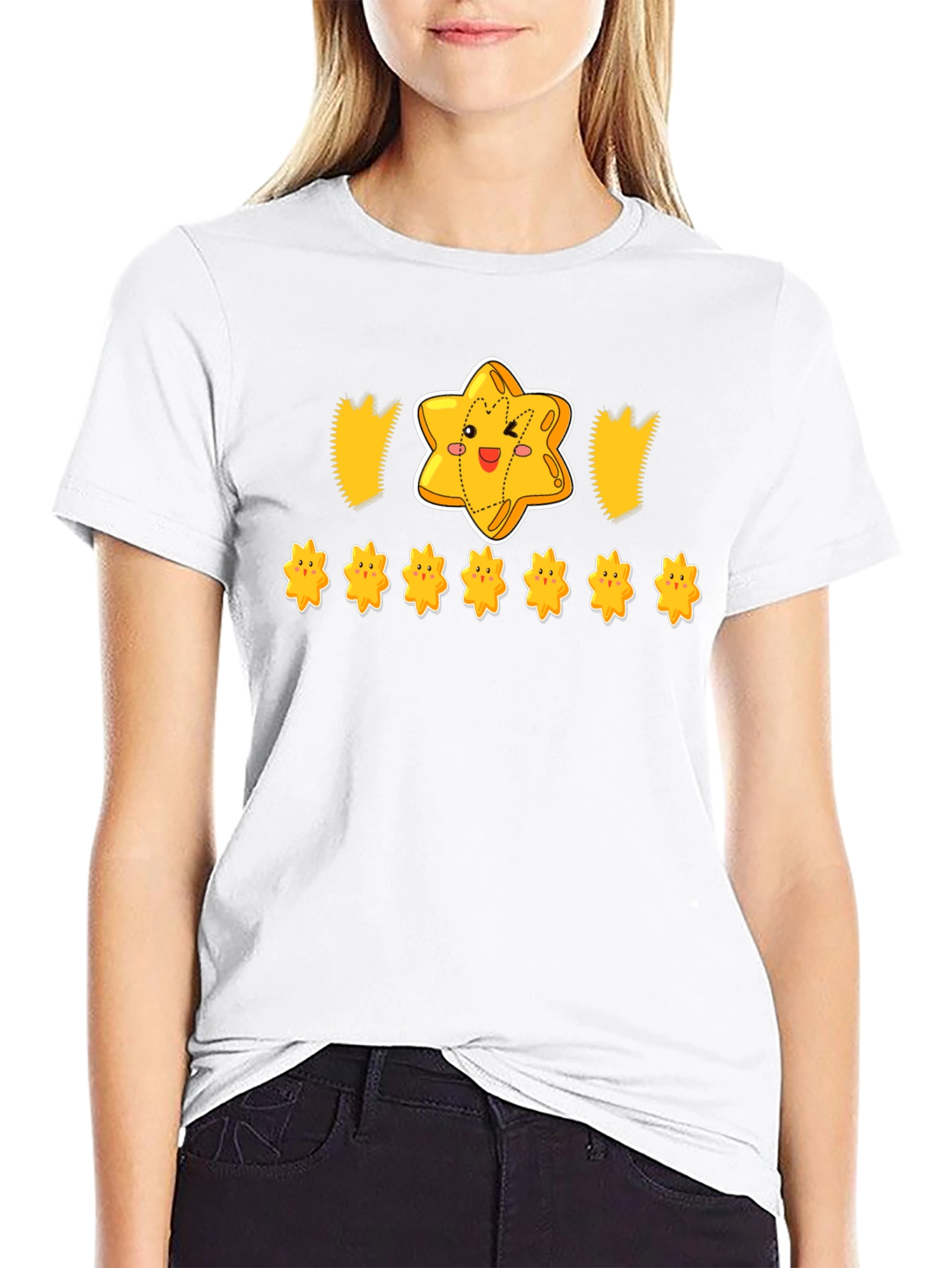 Black Kawaii Star T-Shirt - Cute Cartoon Style view 9