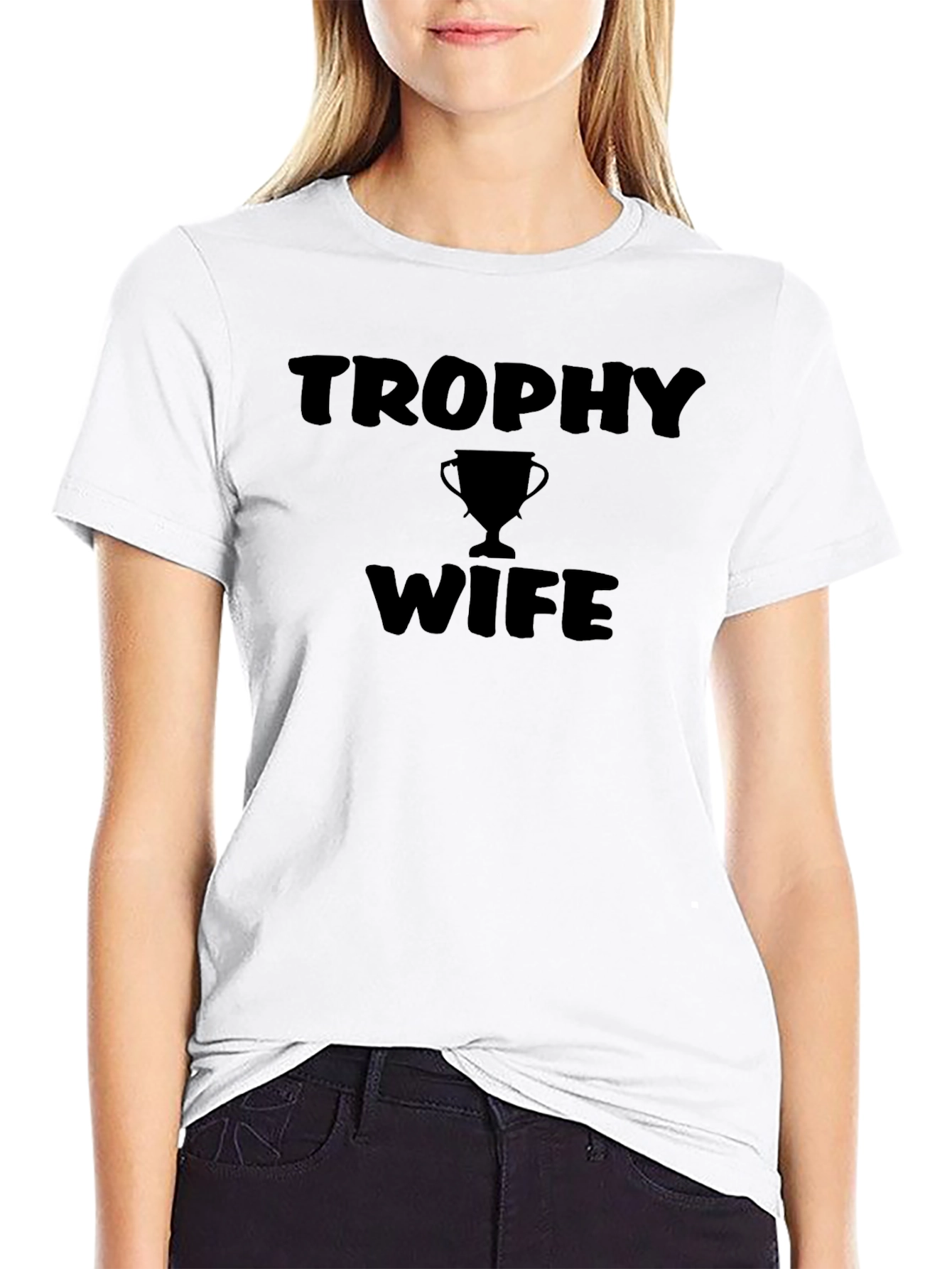 Black Trophy Wife Graphic Tee - Black Cotton T-Shirt view 9