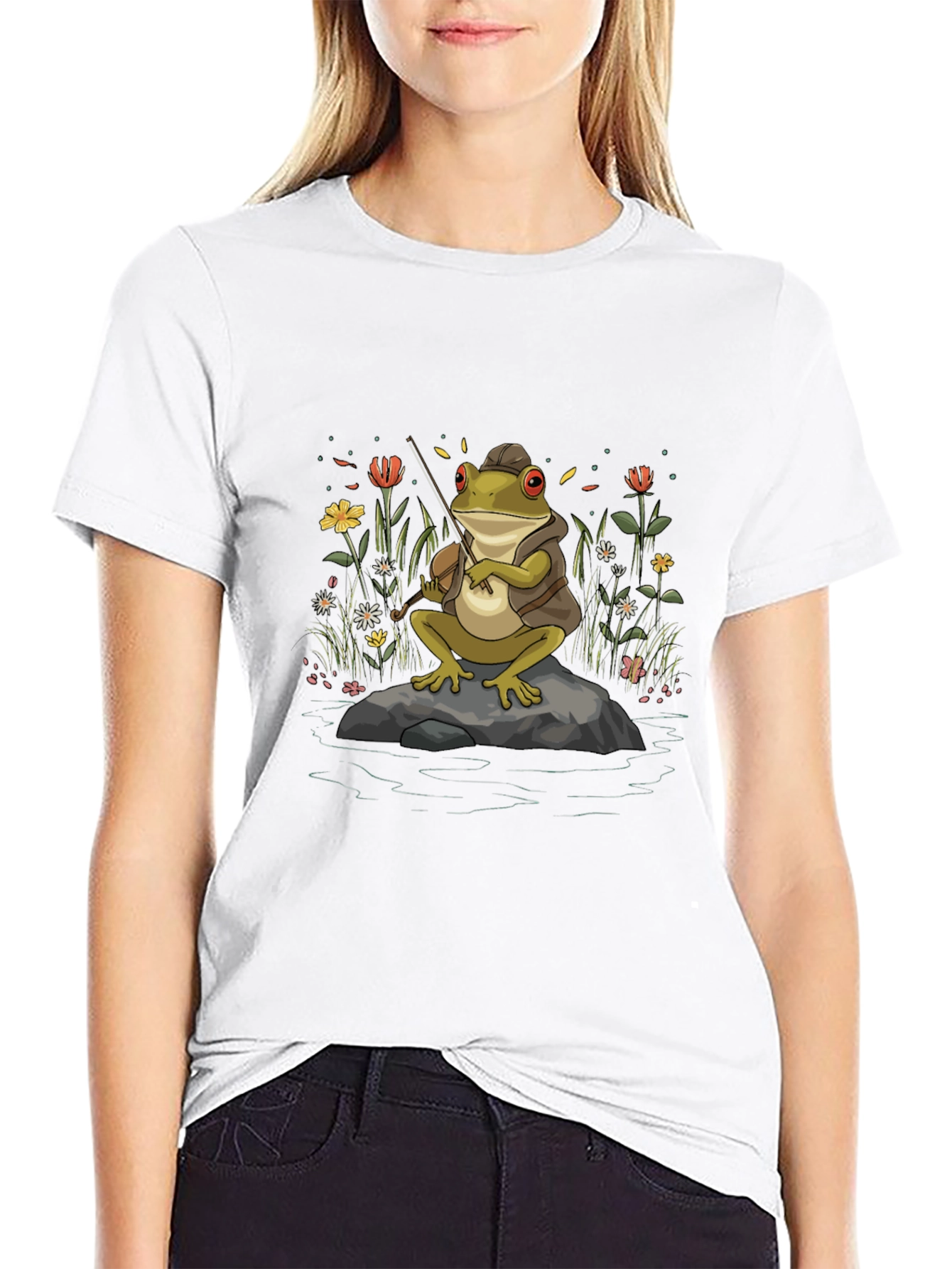 Black Frog Musician T-Shirt - Nature Inspired Tee view 9