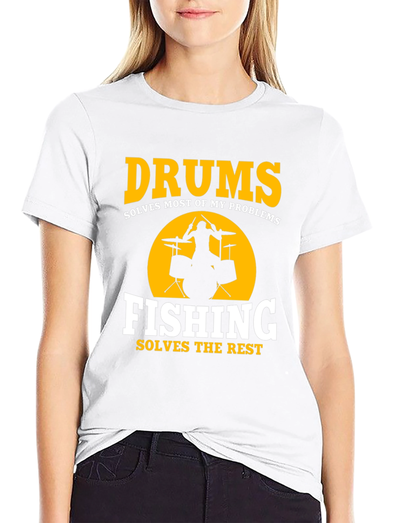 Black Drums & Fishing Solve Problems T-Shirt view 9