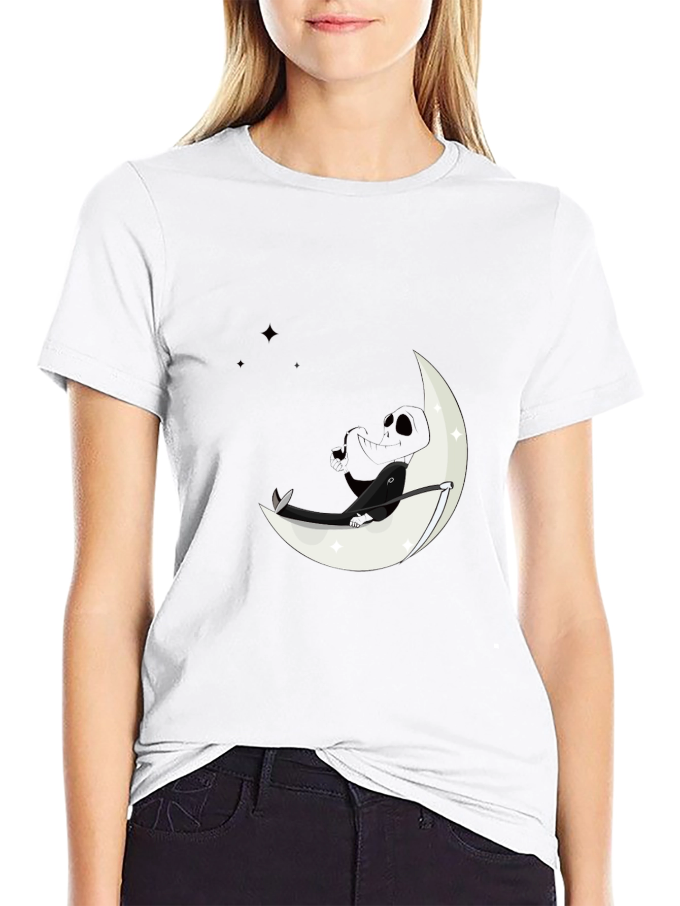 Black Moon Dreamer Graphic Tee - Black Cotton Comfort view 9