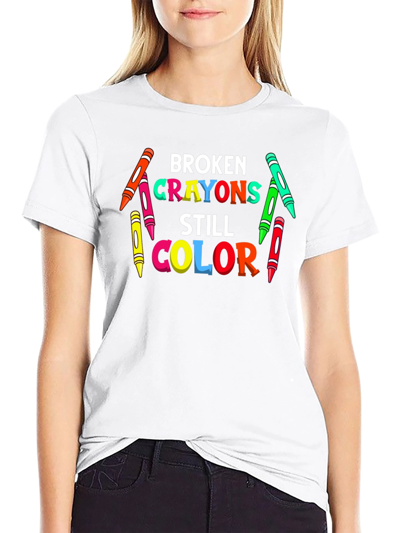 Black Broken Crayons Still Color T-Shirt view 9