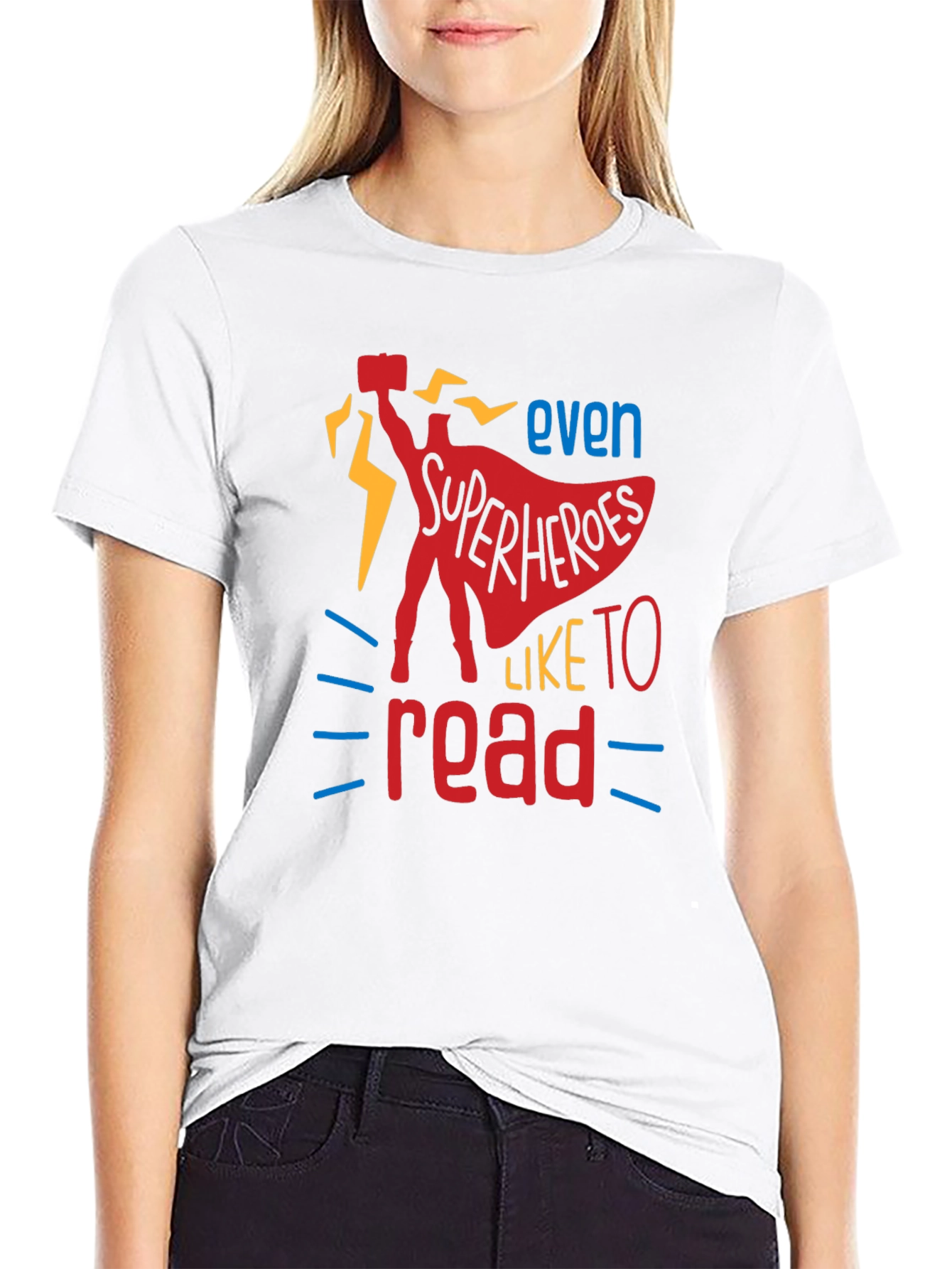 Black Superhero Reader T-Shirt - Black Graphic Tee view 9