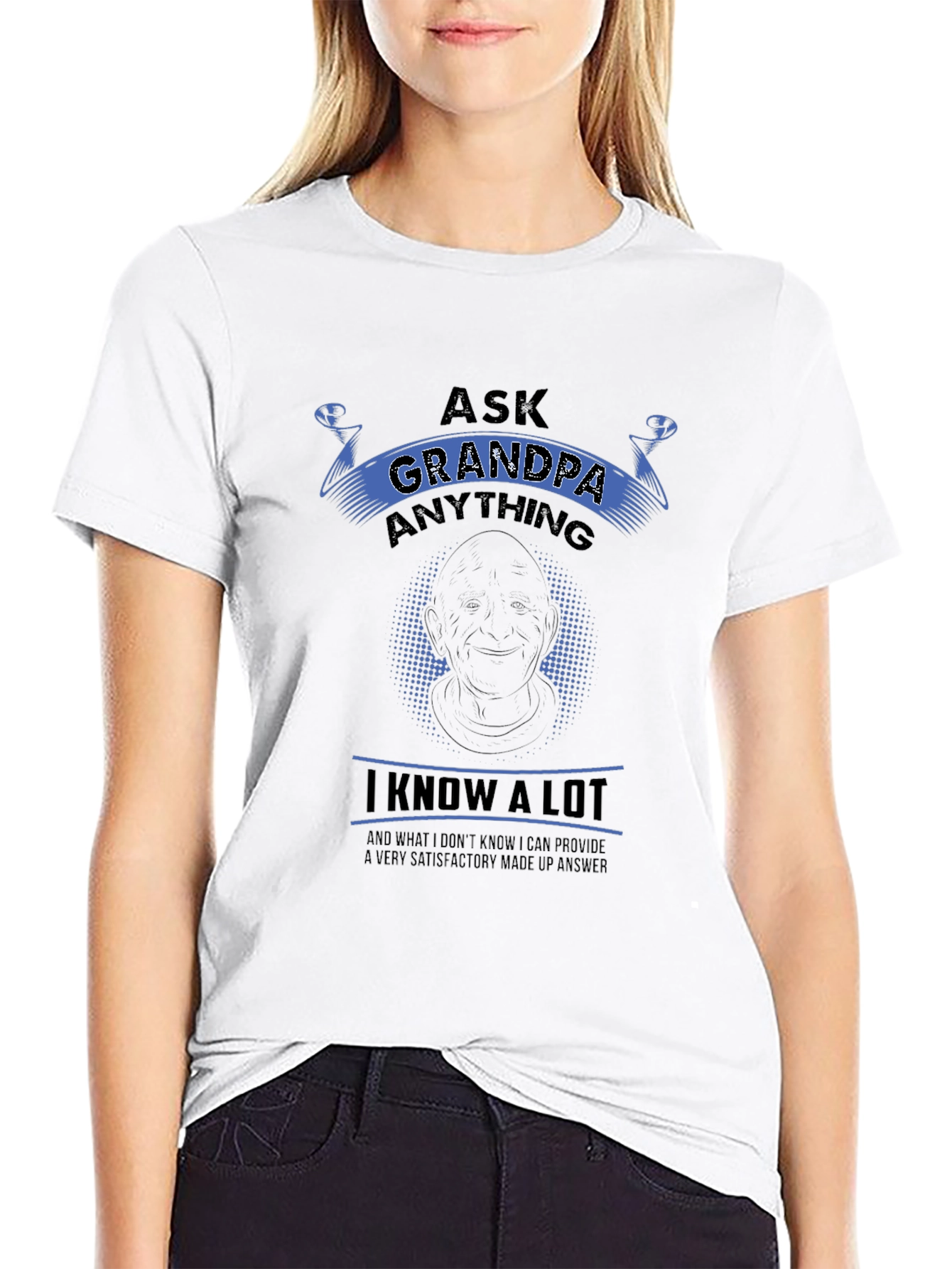 Black Ask Grandpa Anything Black T-Shirt view 9
