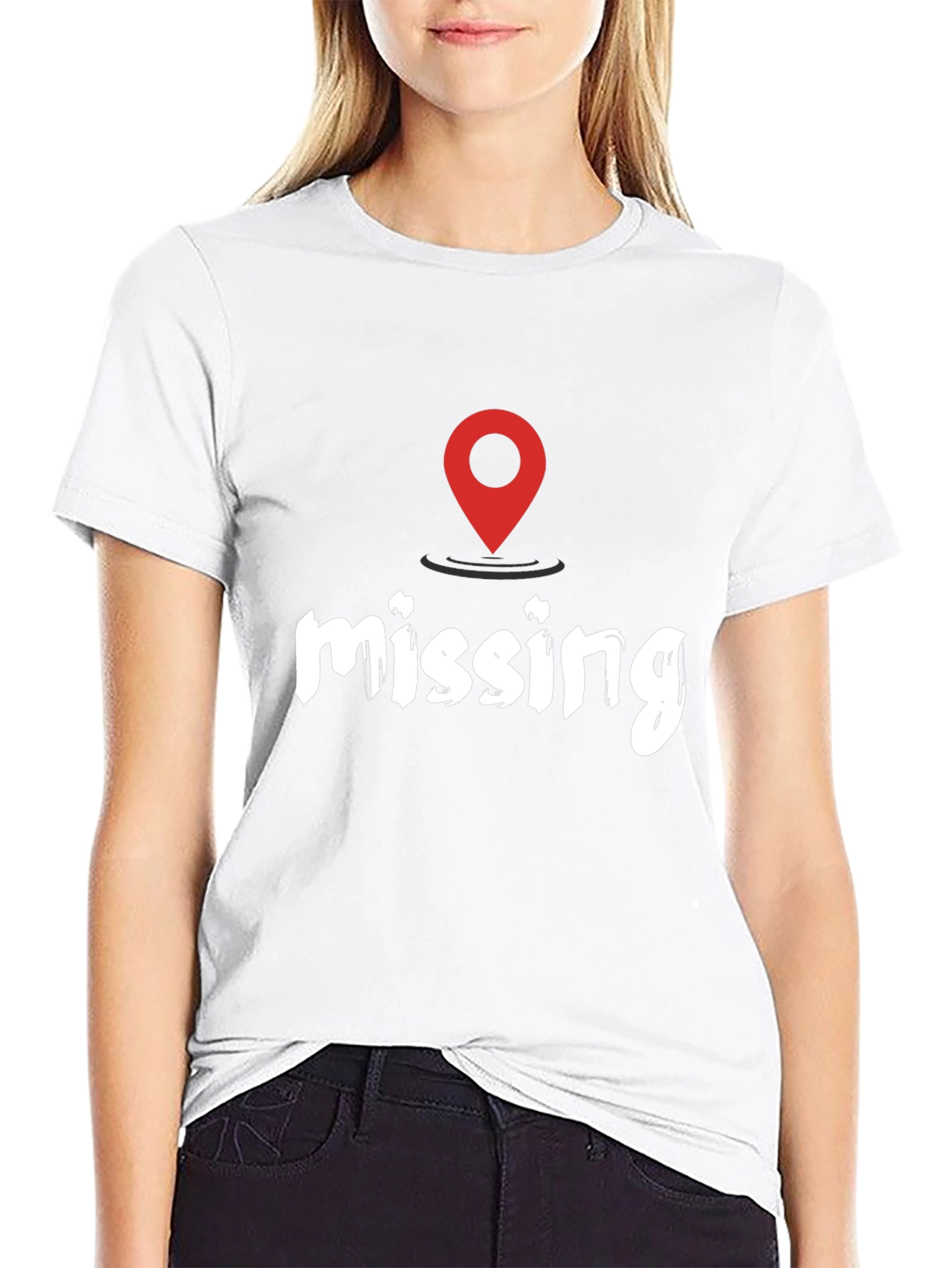 Black Missing You Location T-Shirt - Black Casual Tee view 9