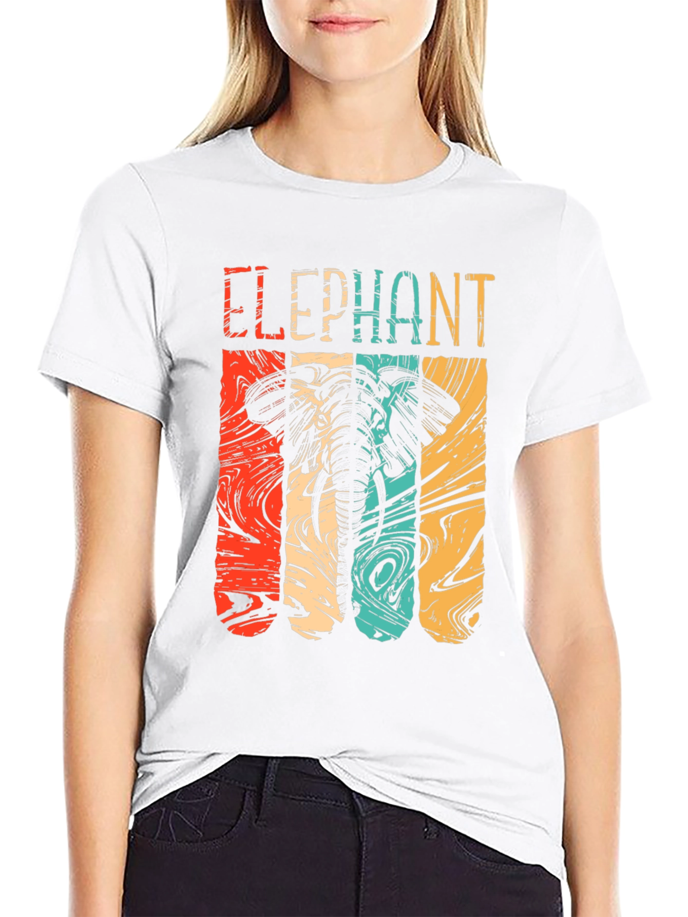 Black Retro Elephant Graphic Tee - Stylish Animal Lover Shirt view 9