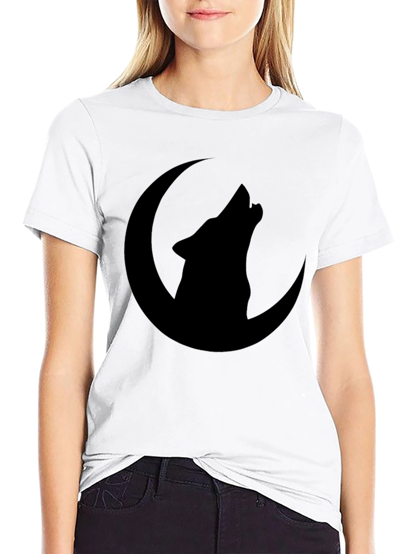 Black Wolf Moon Graphic T-Shirt - Black view 9