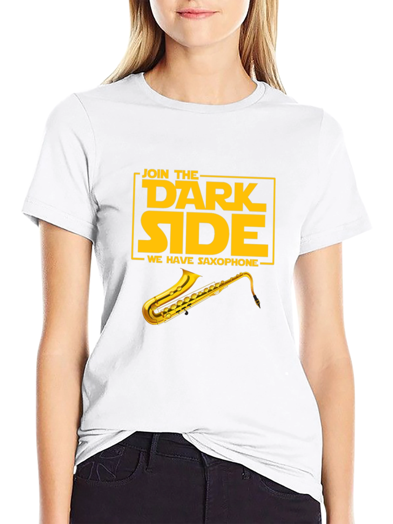 Black Join the Dark Side Saxophone Graphic T-Shirt view 9