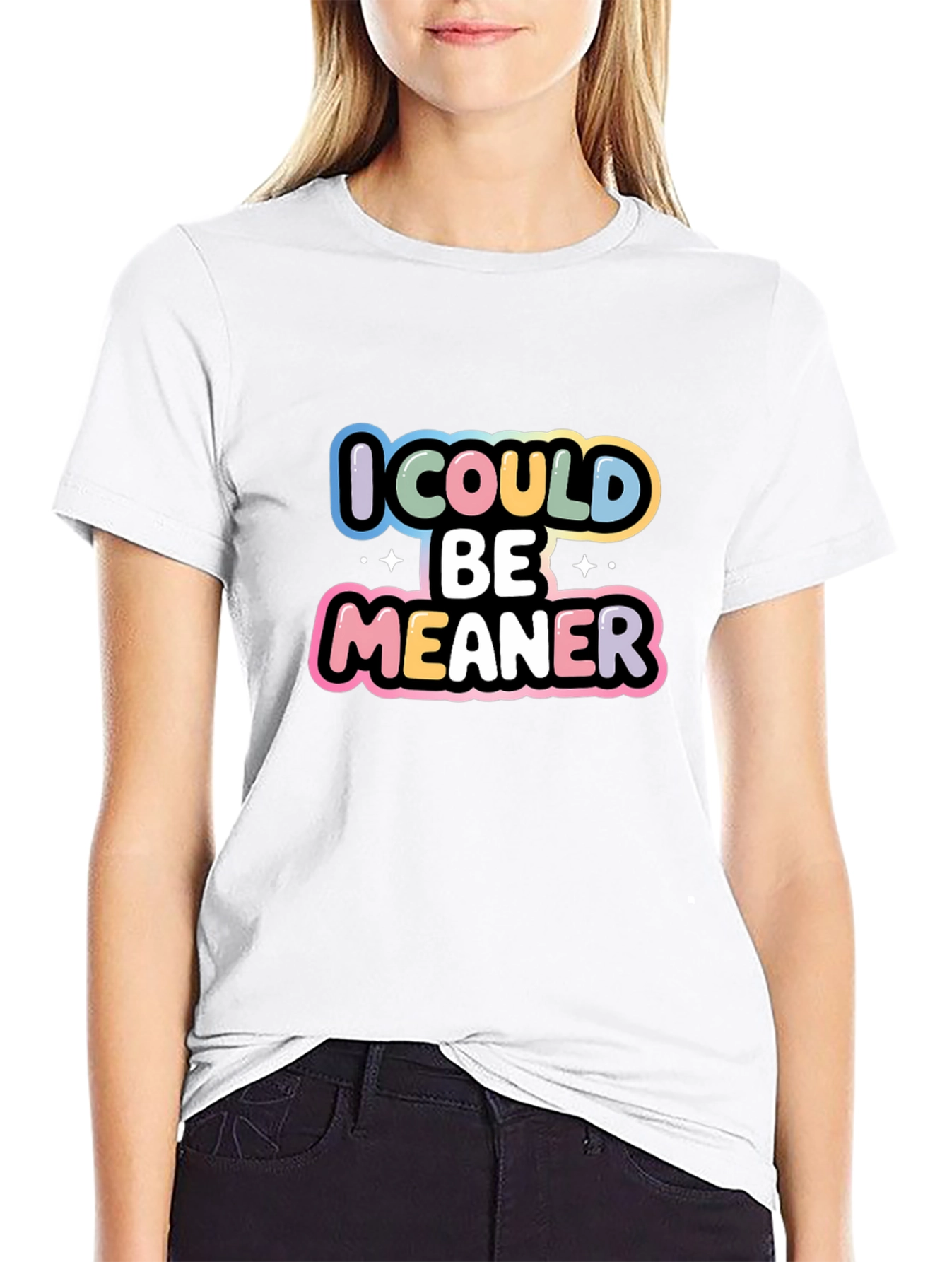 Black I Could Be Meaner Black Graphic Tee view 9