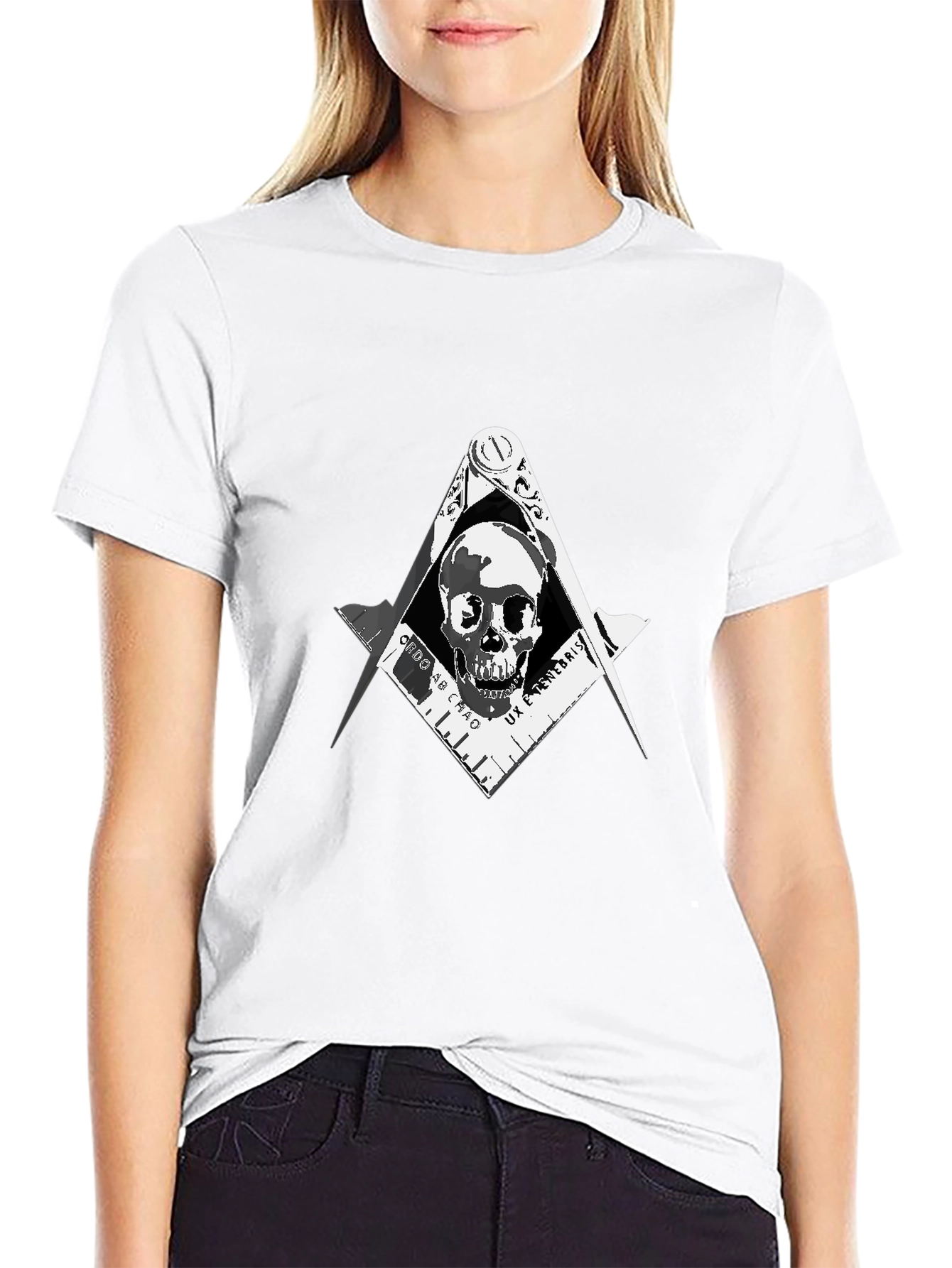 Black Skull Masonic T-Shirt - Men's Graphic Tee view 9