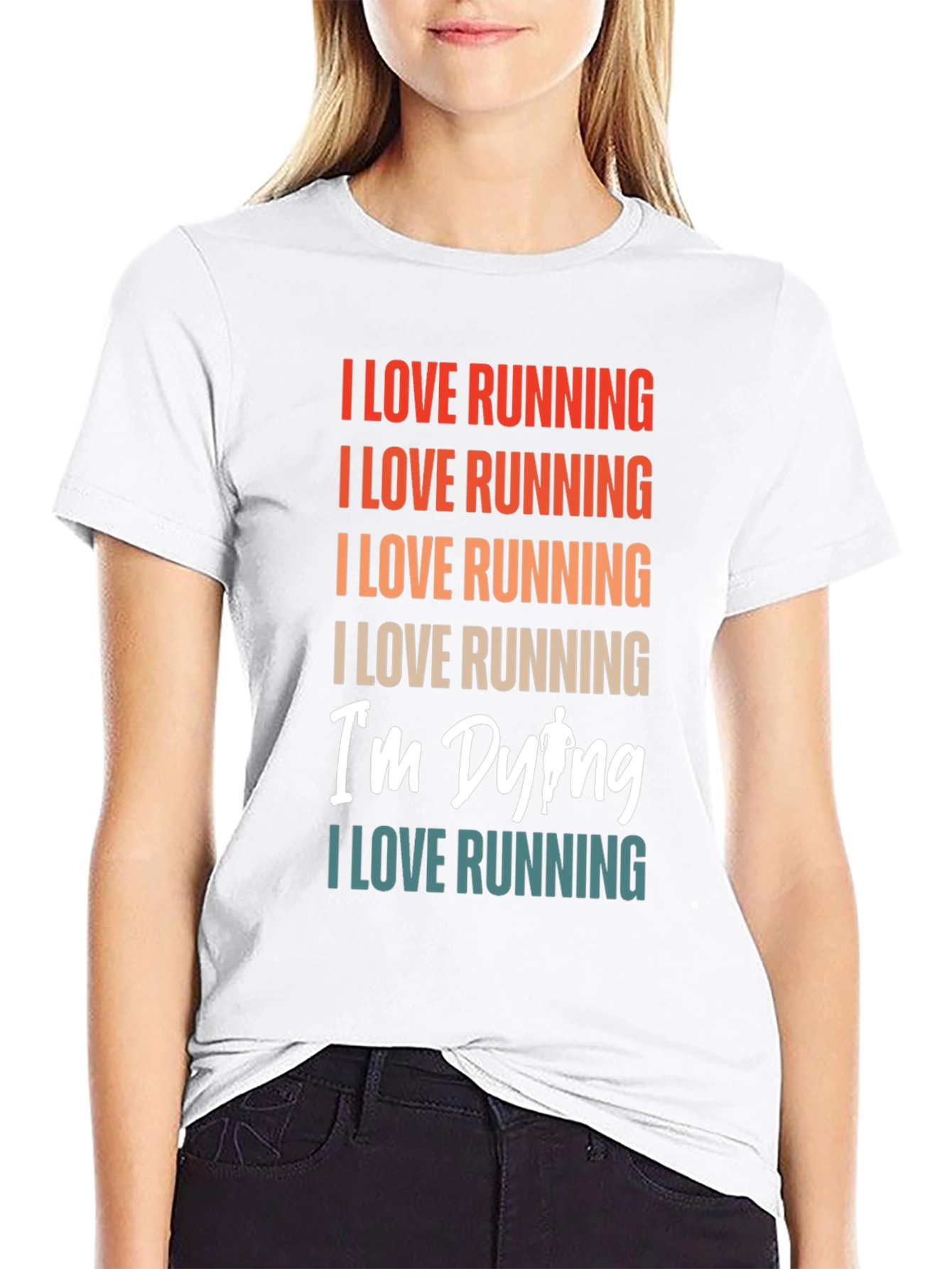 Black I Love Running T-Shirt - Funny Running Apparel view 9
