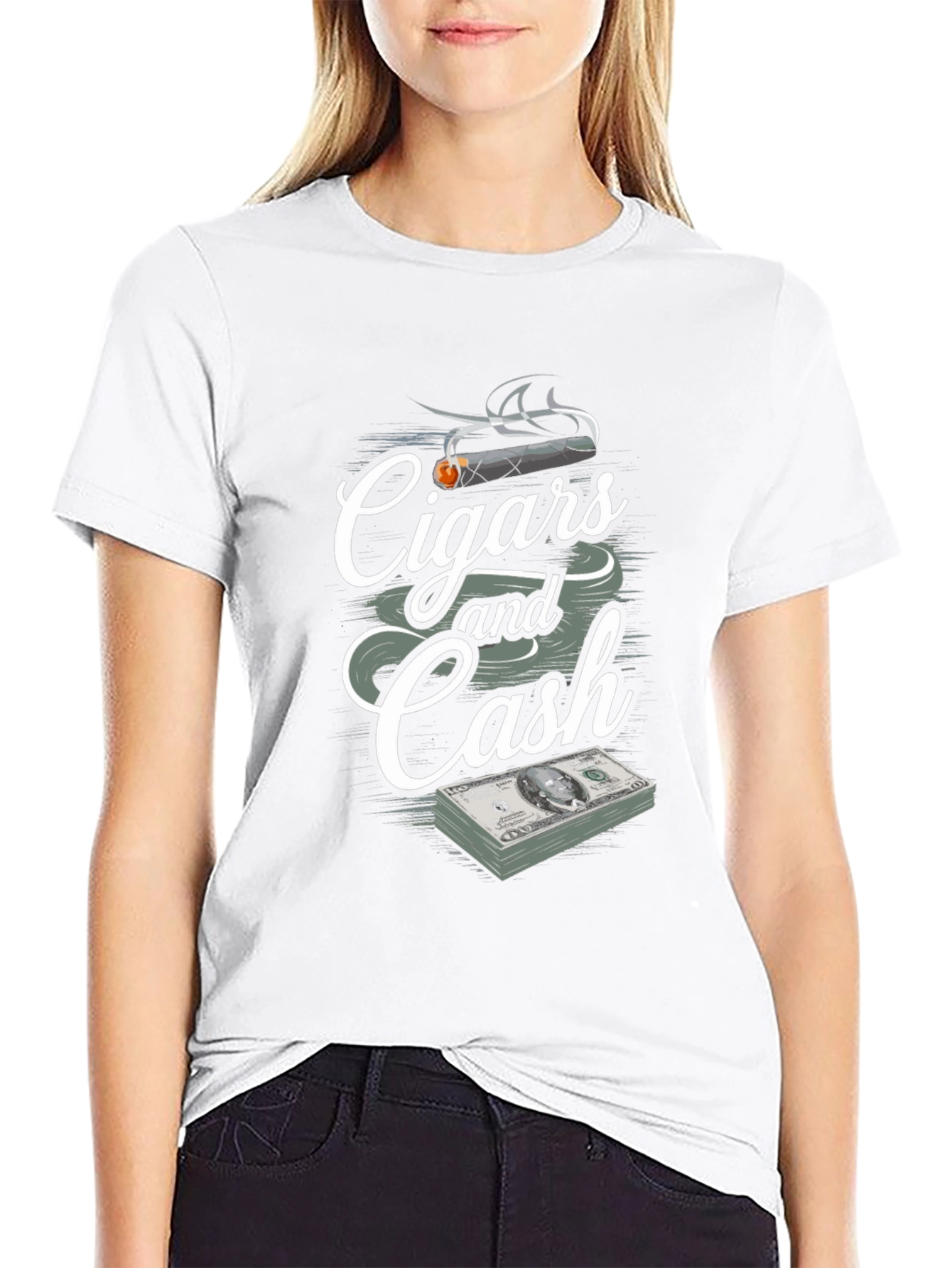 Black Cigars and Cash Graphic Print T-Shirt view 9