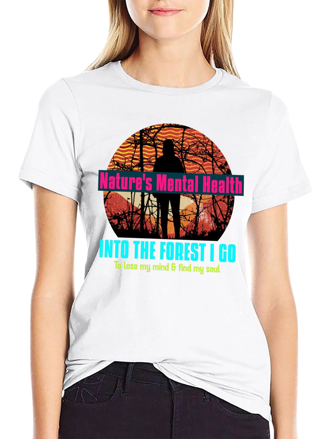 Black Nature's Mental Health Forest T-Shirt view 9