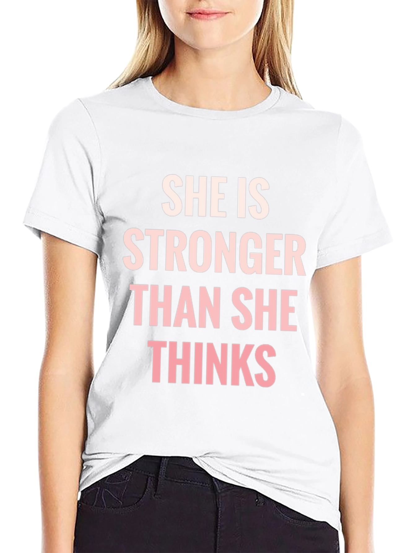 Black She is Stronger Than She Thinks T-Shirt view 9