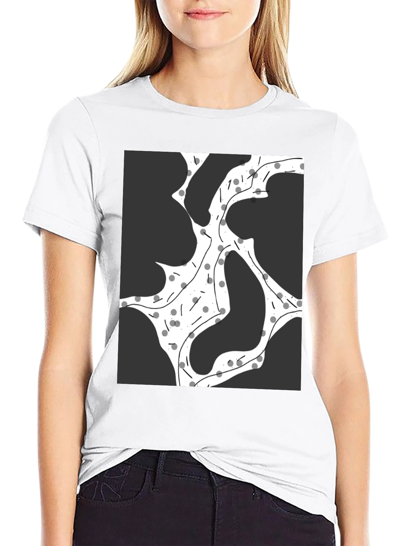Black Abstract Graphic Print Black T-Shirt view 9
