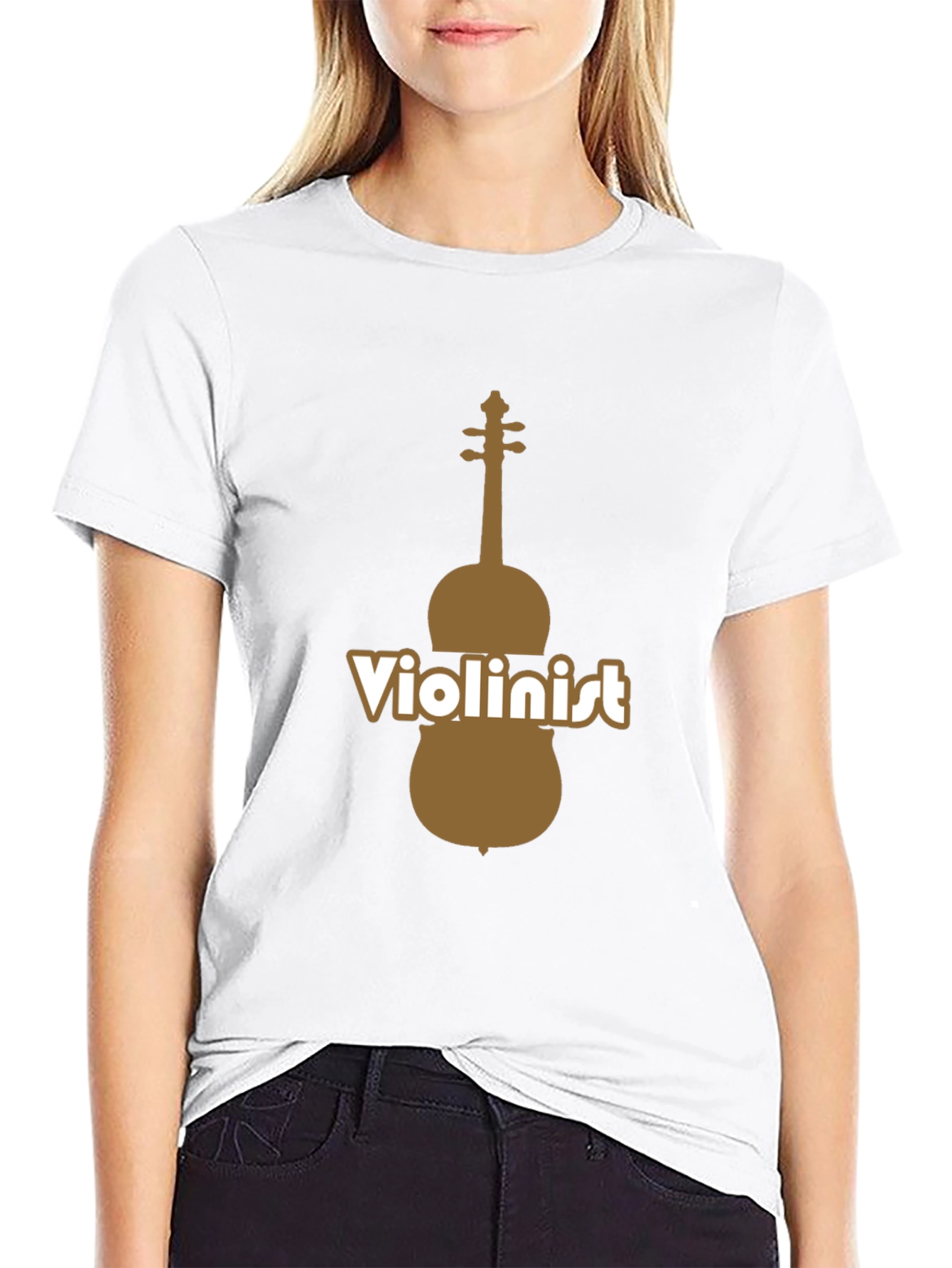 Black Violinist Graphic Tee - Black Cotton Blend T-Shirt view 9