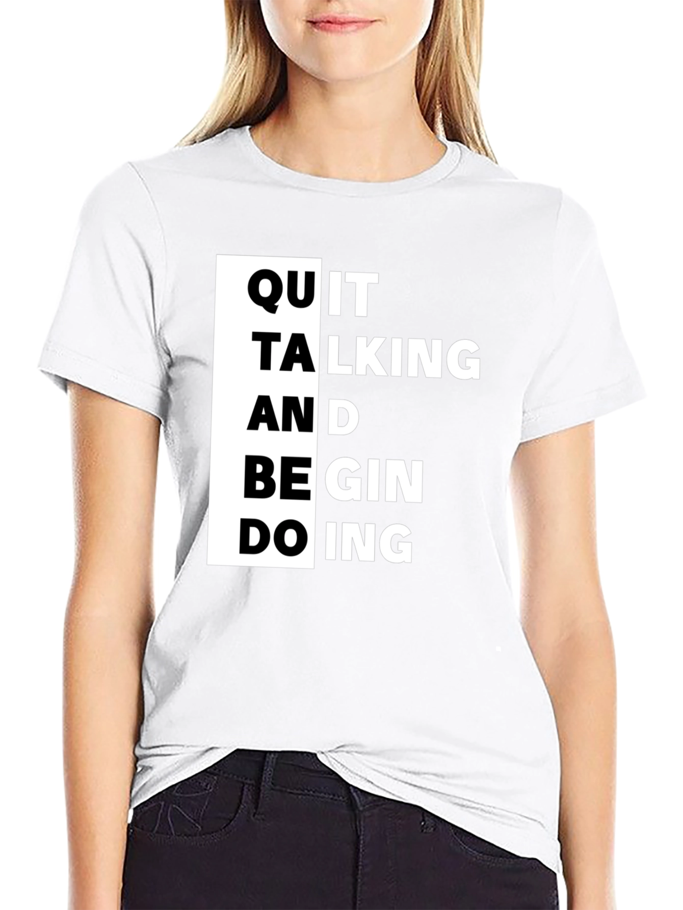 Black Quit Talking T-Shirt - Motivational Black Tee view 9