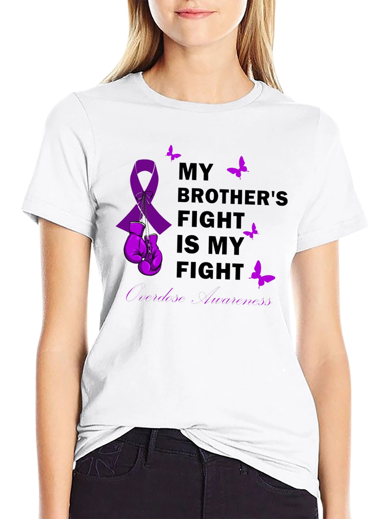 Black My Brother's Fight T-Shirt - Overdose Awareness  view 9