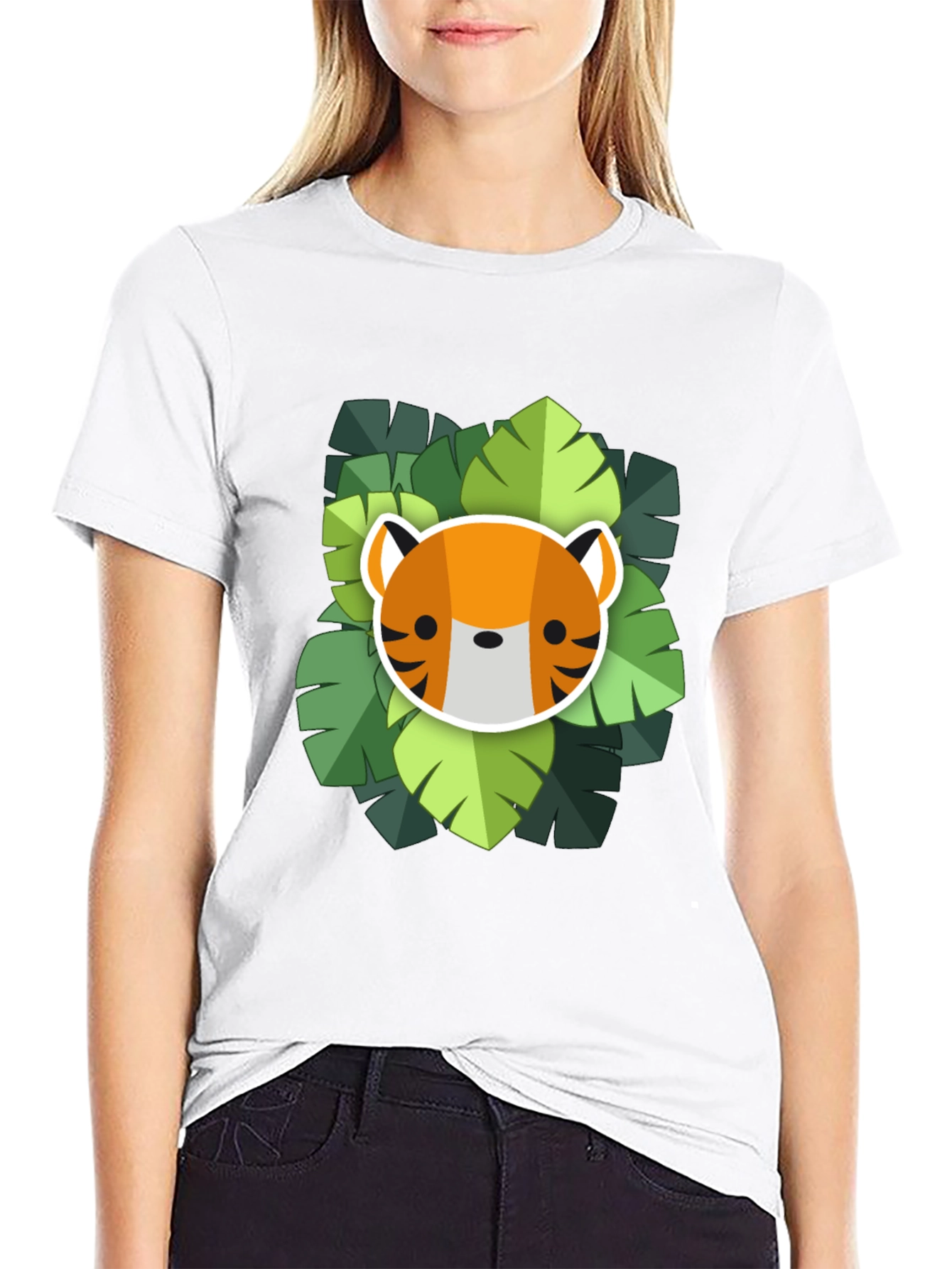 Black Cute Tiger Graphic Tee - Soft Black Cotton Shirt view 9