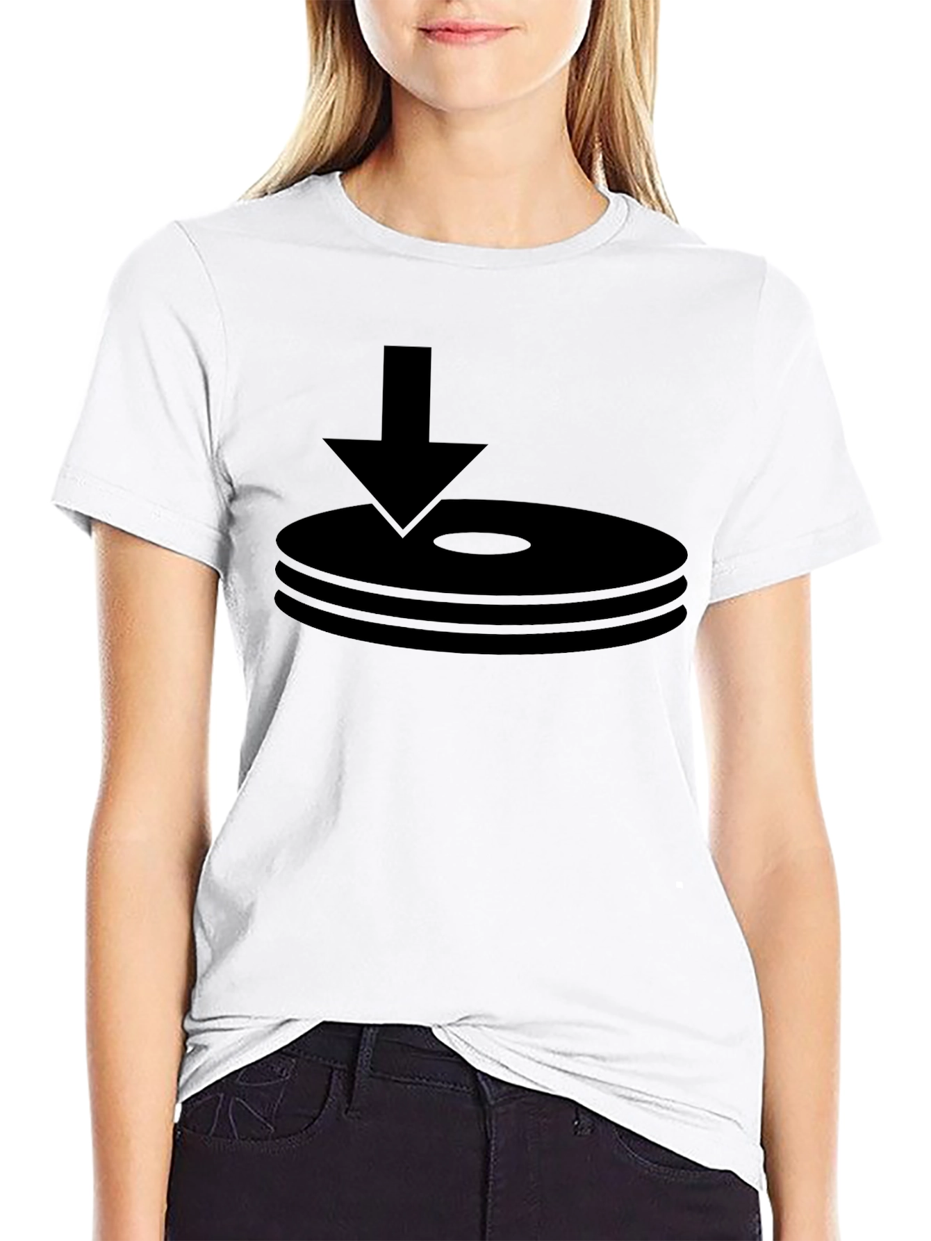 Black Black T-Shirt with Download Icon view 9