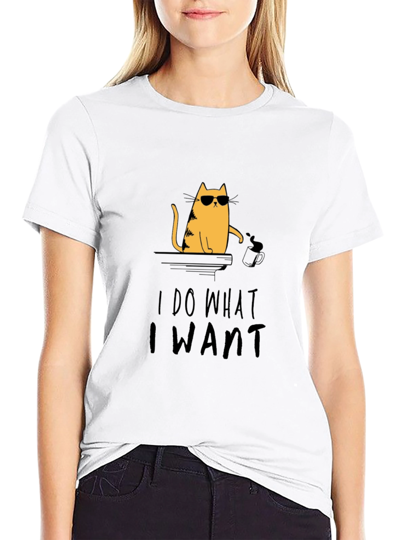 Black I Do What I Want Cat Graphic Tee - Cool & Casual Black T-Shirt view 9