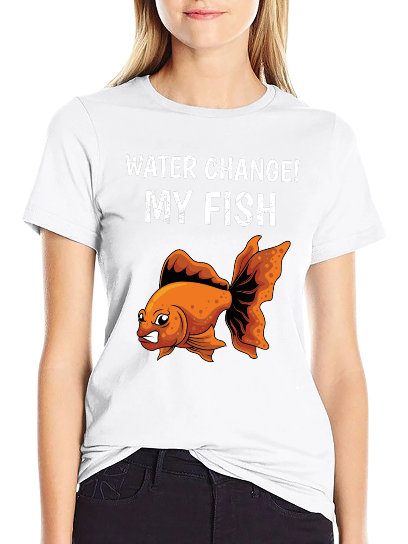 Black Funny Angry Goldfish Water Change T-Shirt view 9