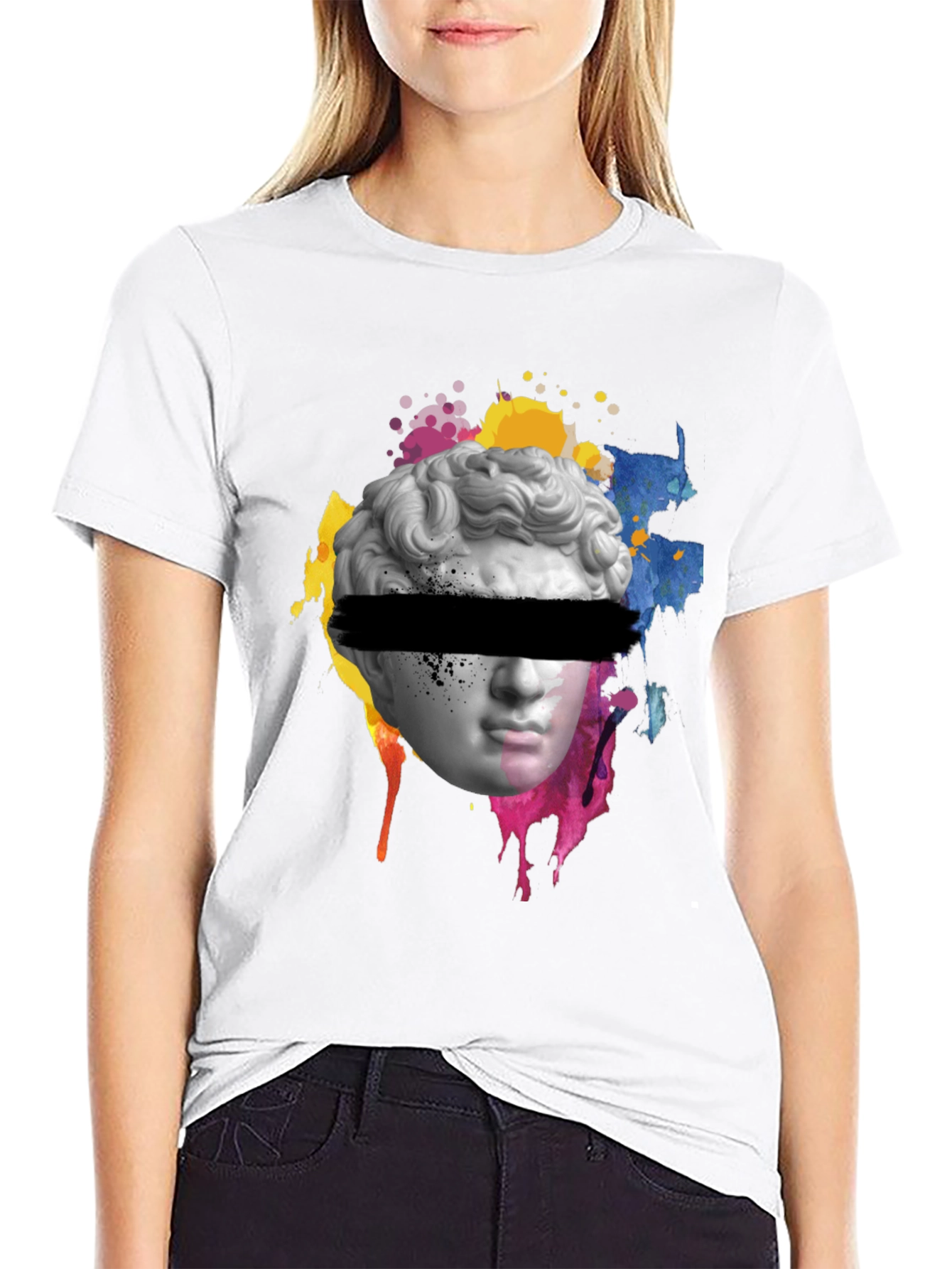 Black Statue Head Graphic Tee - Artistic Streetwear view 9