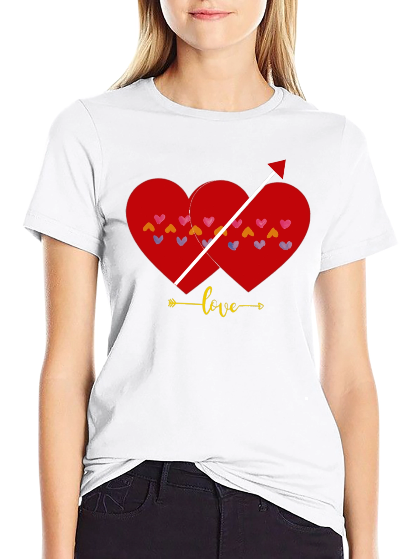 Black Love Arrow Heart Graphic Tee - Black Casual T-Shirt view 9