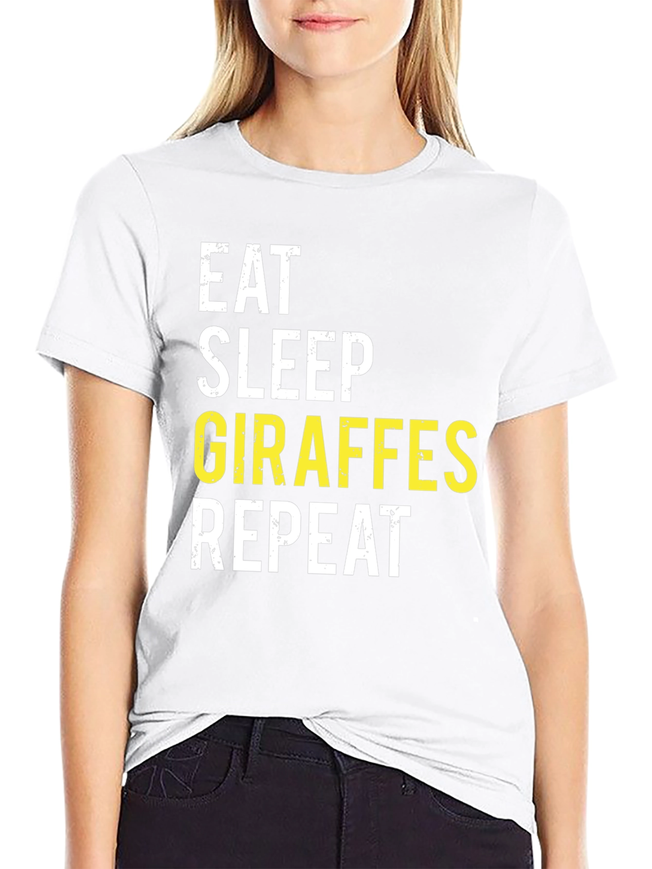 Black Eat Sleep Giraffes Repeat Black T-Shirt view 9