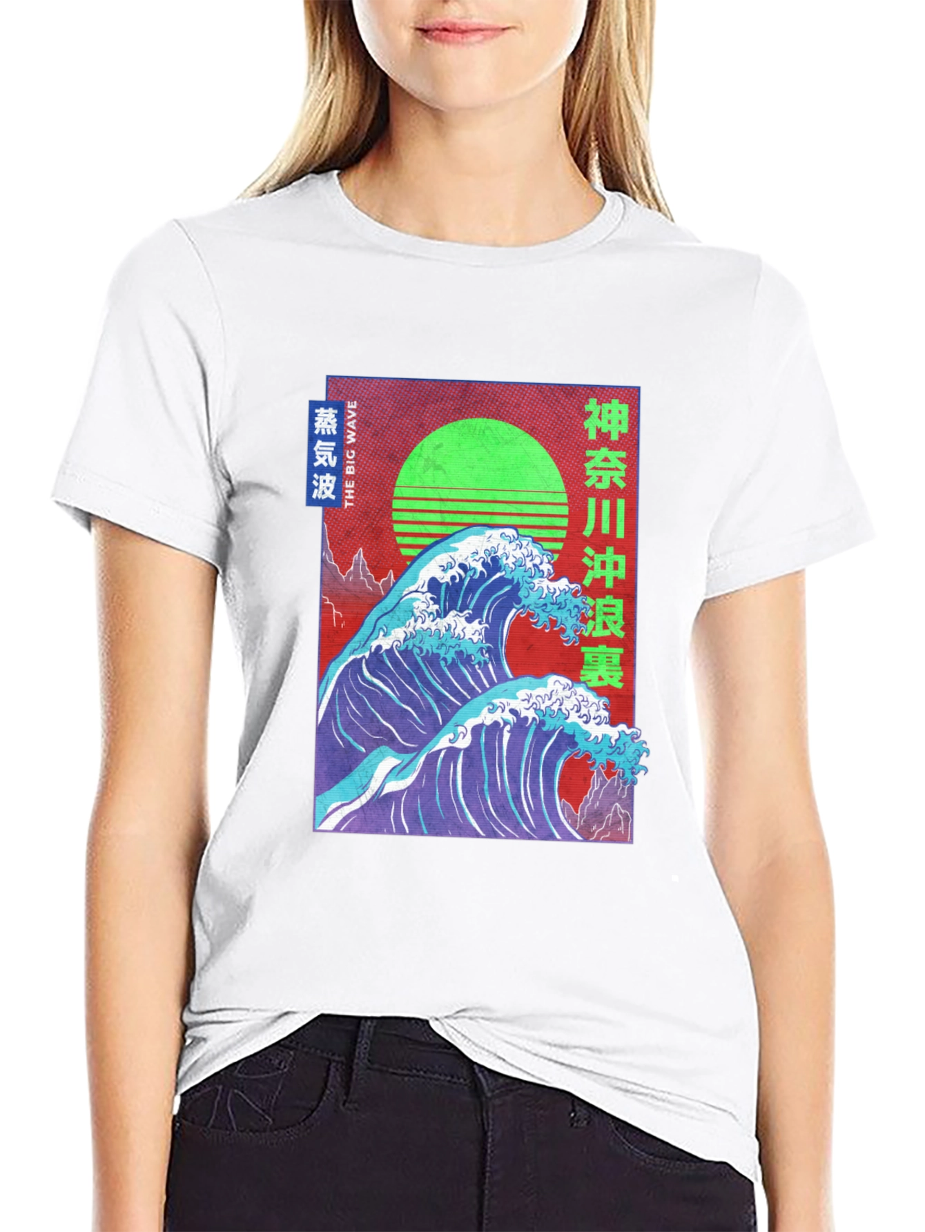 Black Great Wave Vaporwave T-Shirt view 9
