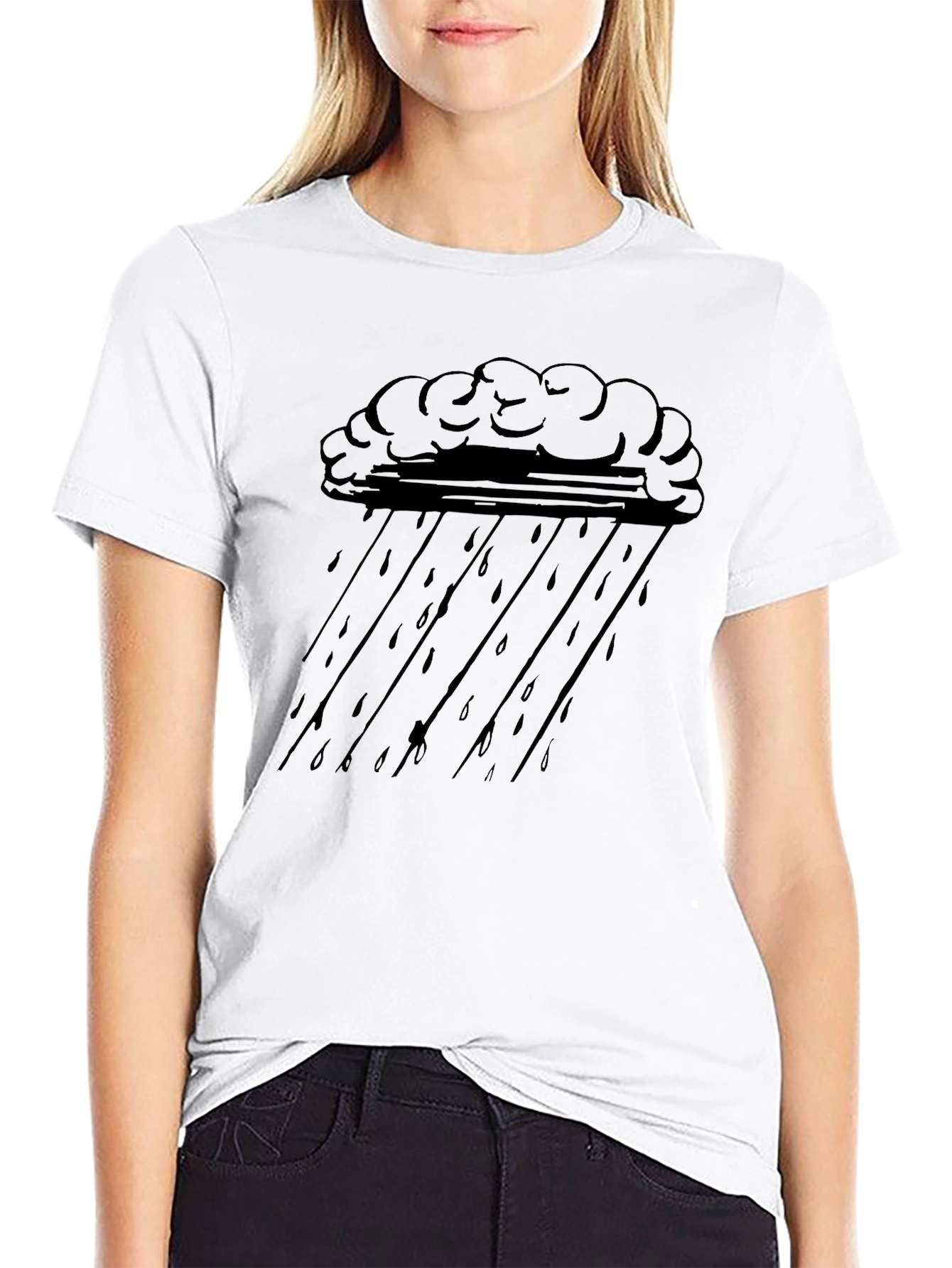 Black Cloud & Rain Graphic T-Shirt - Soft Cotton Comfort view 9