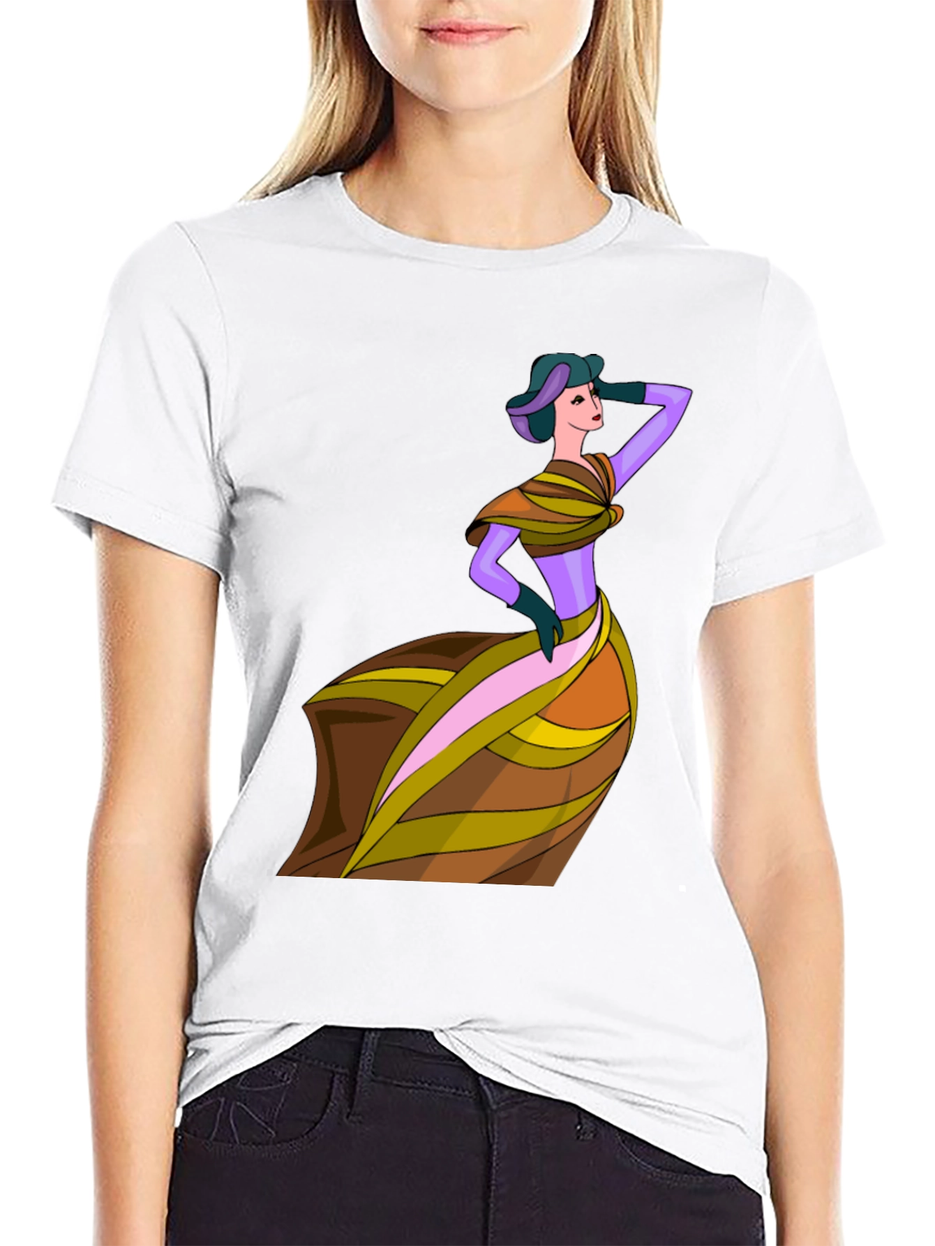 Black Retro Lady T-Shirt - Vintage Style Graphic Tee view 9