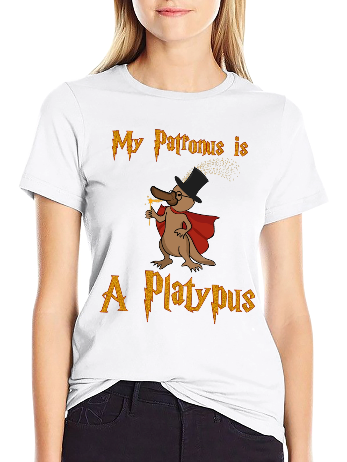 Black My Patronus is A Platypus T-Shirt view 9