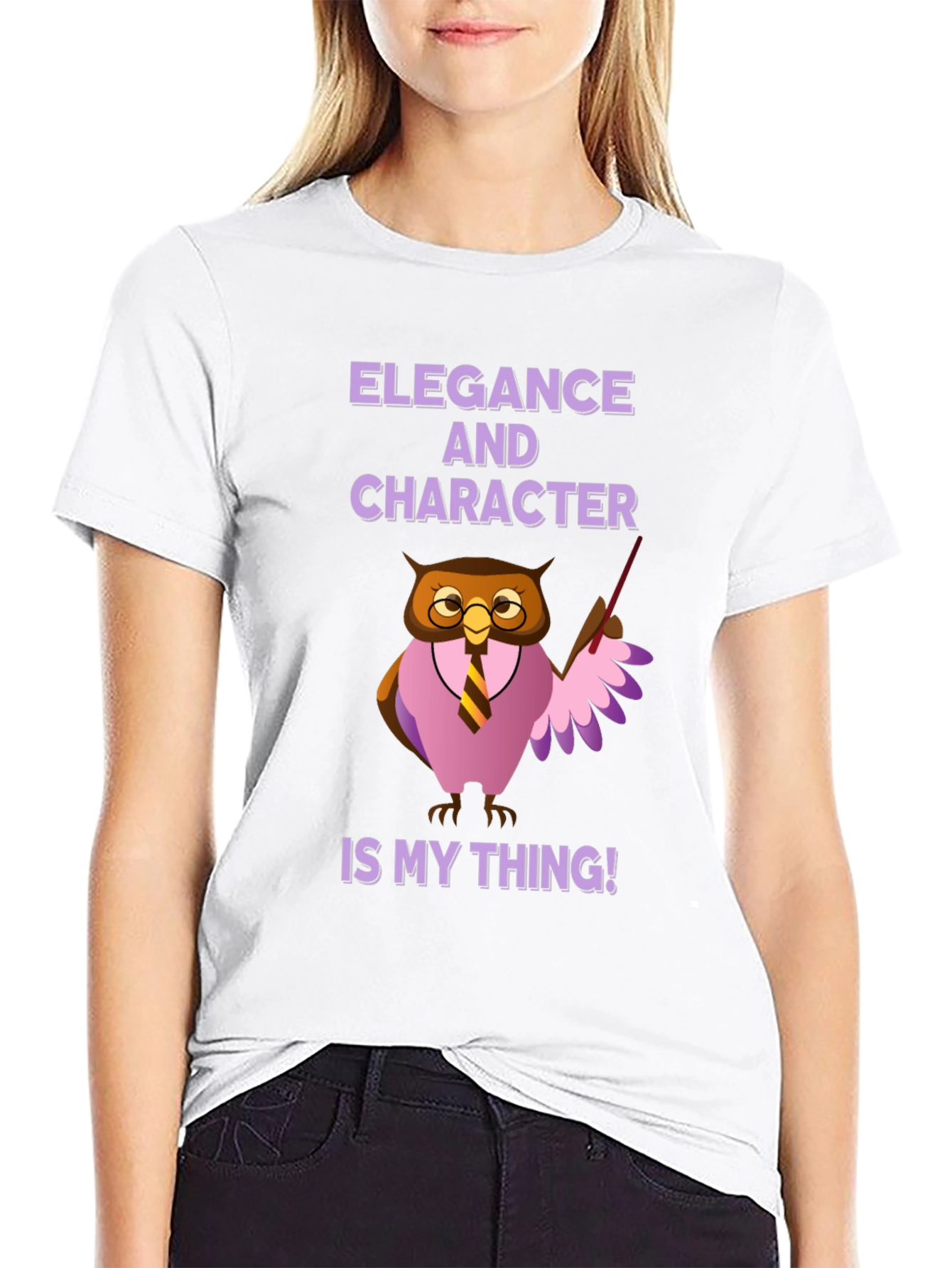 Black Elegance and Character Owl T-Shirt view 9