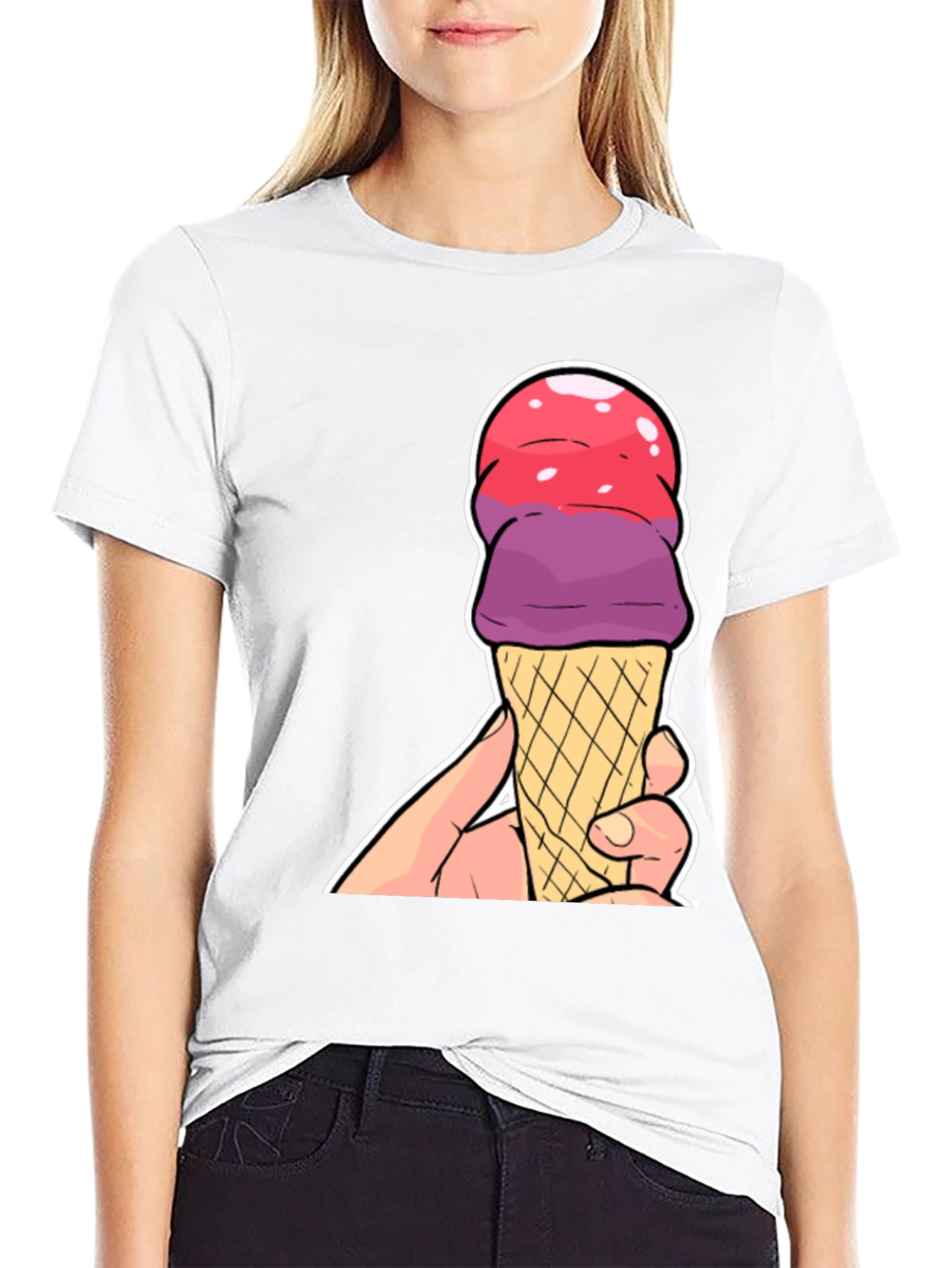 Black Ice Cream Cone Graphic T-Shirt view 9
