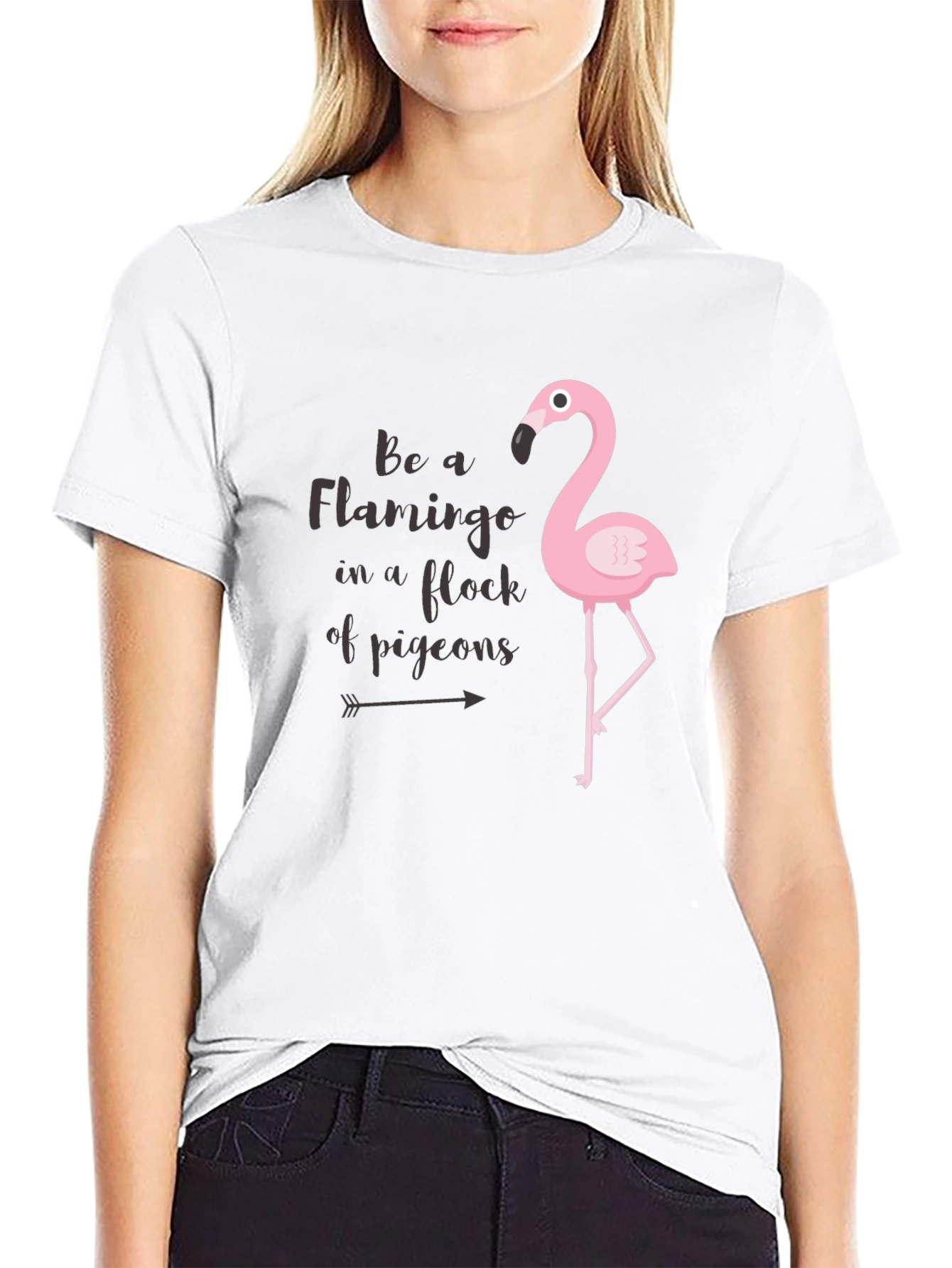 Black Be a Flamingo Black Graphic Tee view 9